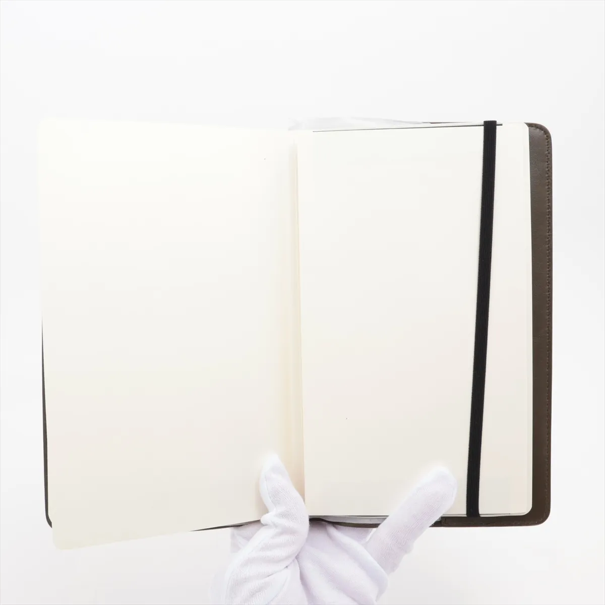 Intrecciato Leather Notebook Cover, Brown — view 5