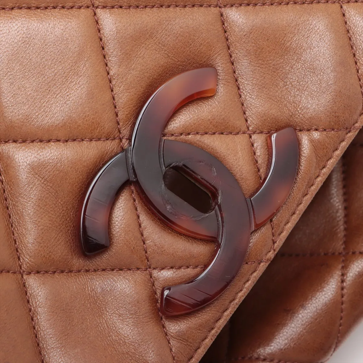 Matelasse Lambskin Chain Shoulder Bag Tortoiseshell Brown Gold Hardware 3446725 3rd Series — view 13
