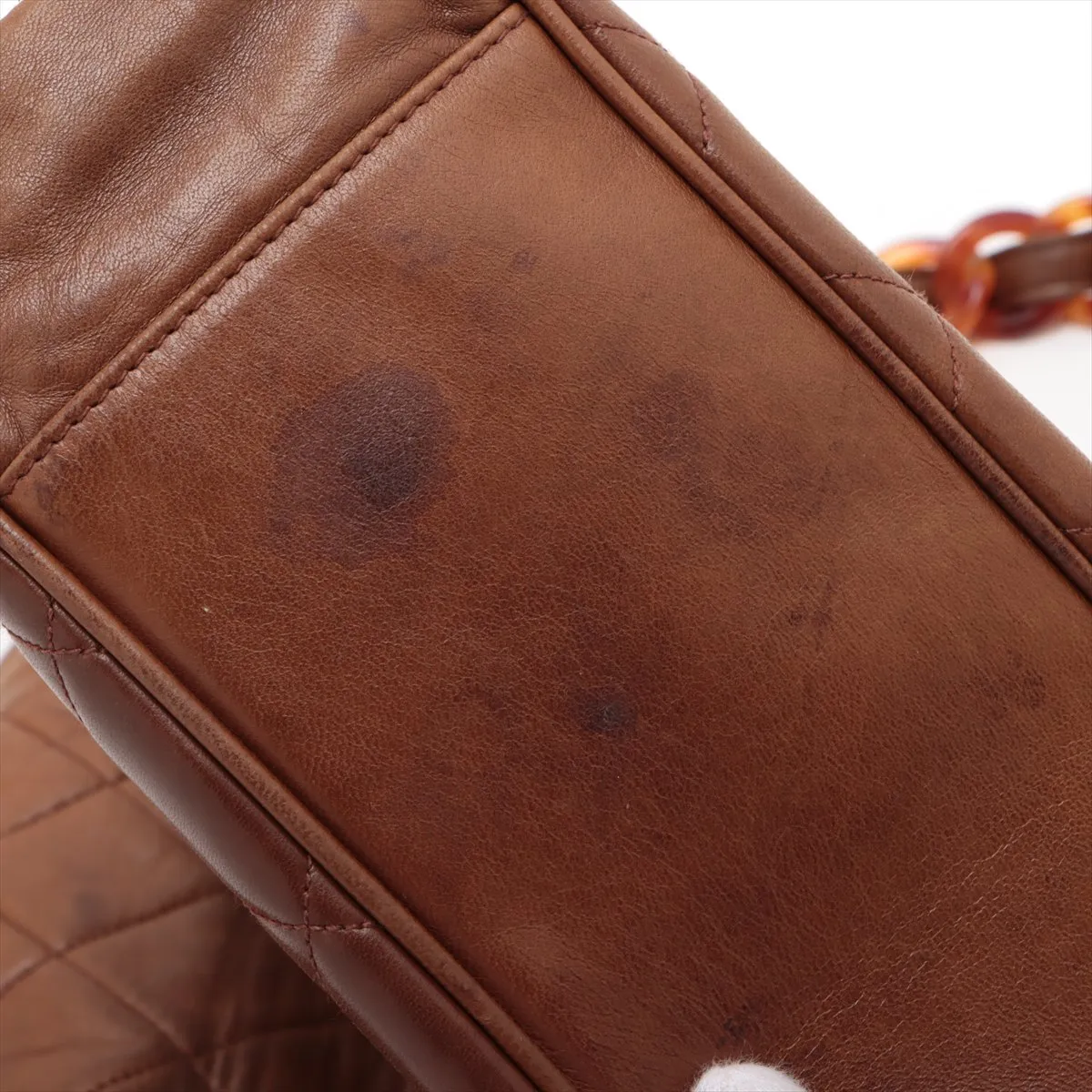 Matelasse Lambskin Chain Shoulder Bag Tortoiseshell Brown Gold Hardware 3446725 3rd Series — view 15