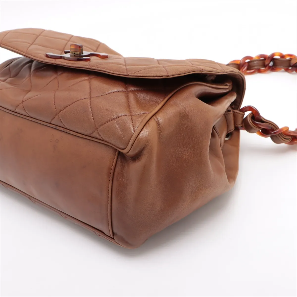 Matelasse Lambskin Chain Shoulder Bag Tortoiseshell Brown Gold Hardware 3446725 3rd Series — view 3
