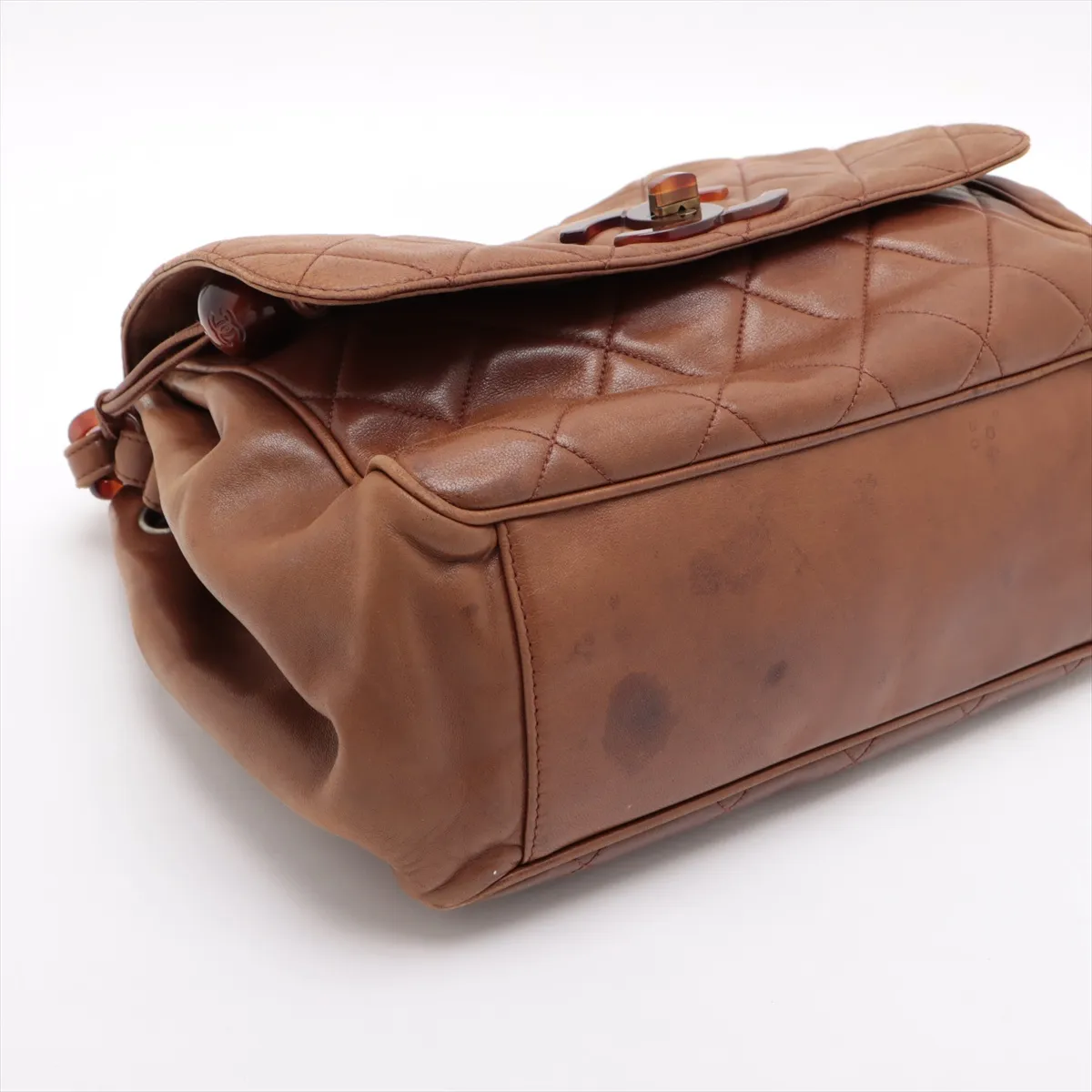 Matelasse Lambskin Chain Shoulder Bag Tortoiseshell Brown Gold Hardware 3446725 3rd Series — view 4