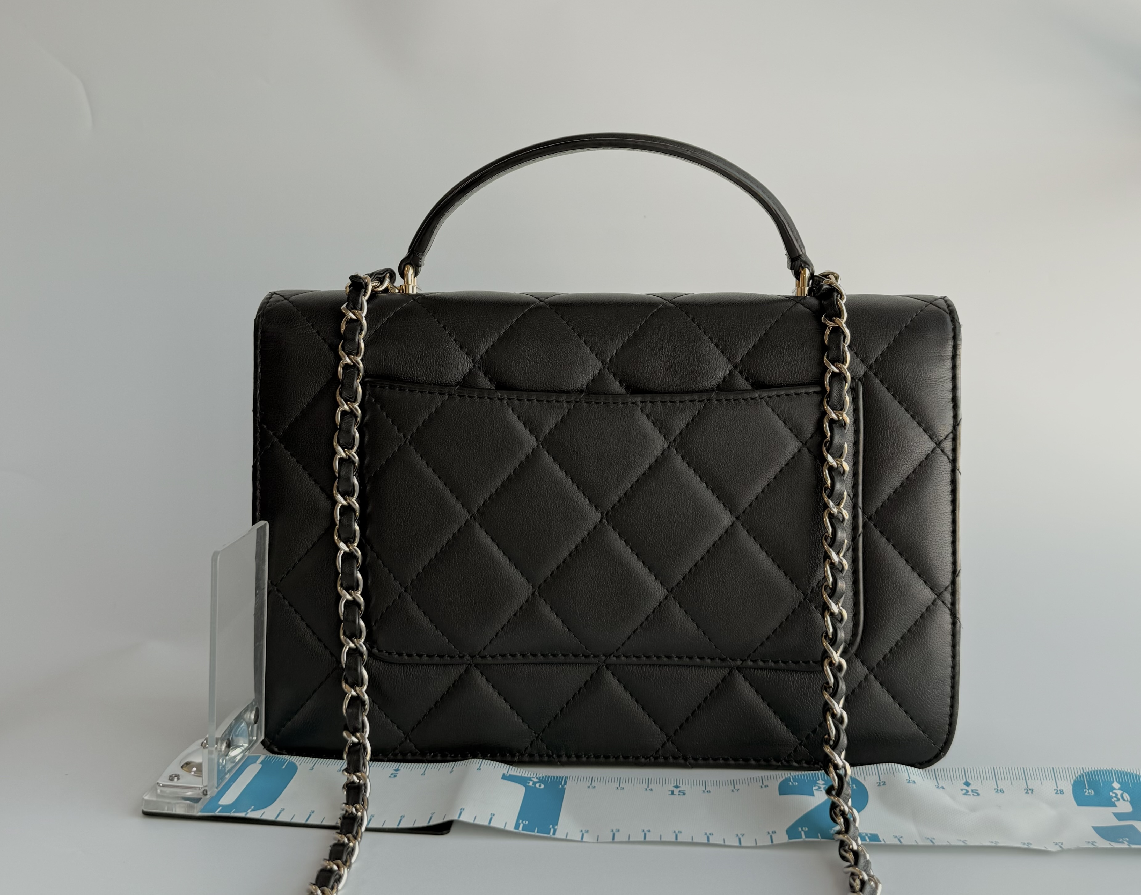 Top Handle Matelassé Chain Shoulder Bag, Black with Gold Hardware — view 2