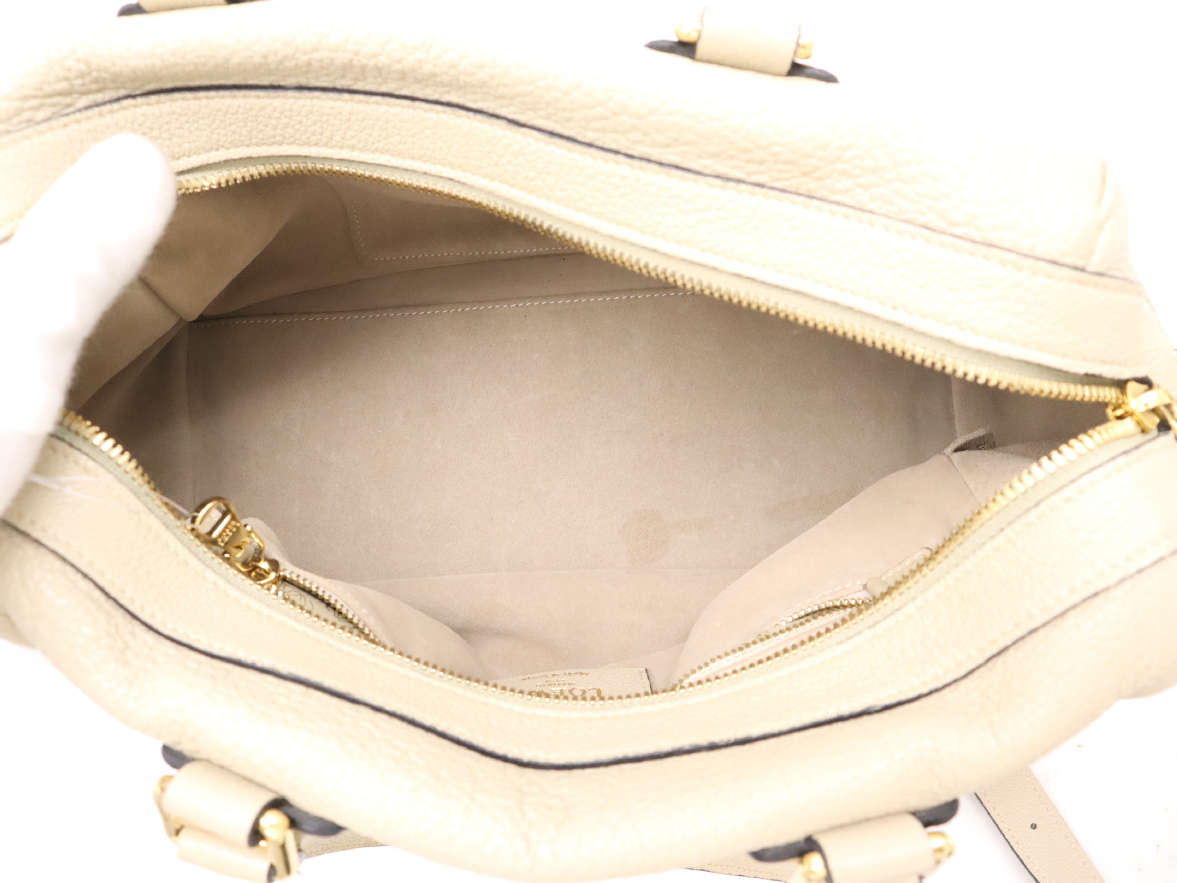 Leather 2way Boston Bag Beige GD Metal Fittings with Shoulder Strap Boston Bag — view 11