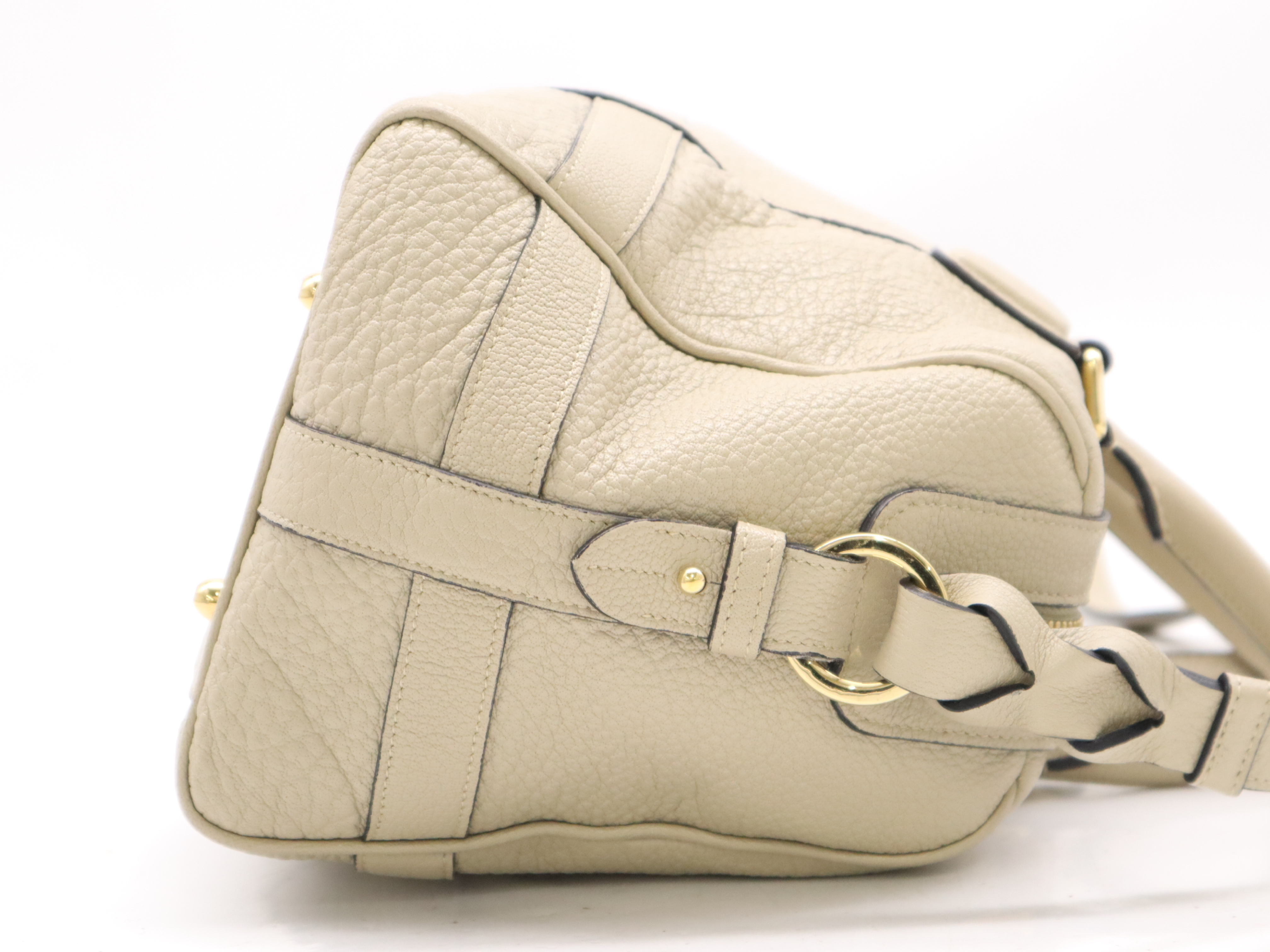 Leather 2way Boston Bag Beige GD Metal Fittings with Shoulder Strap Boston Bag — view 5