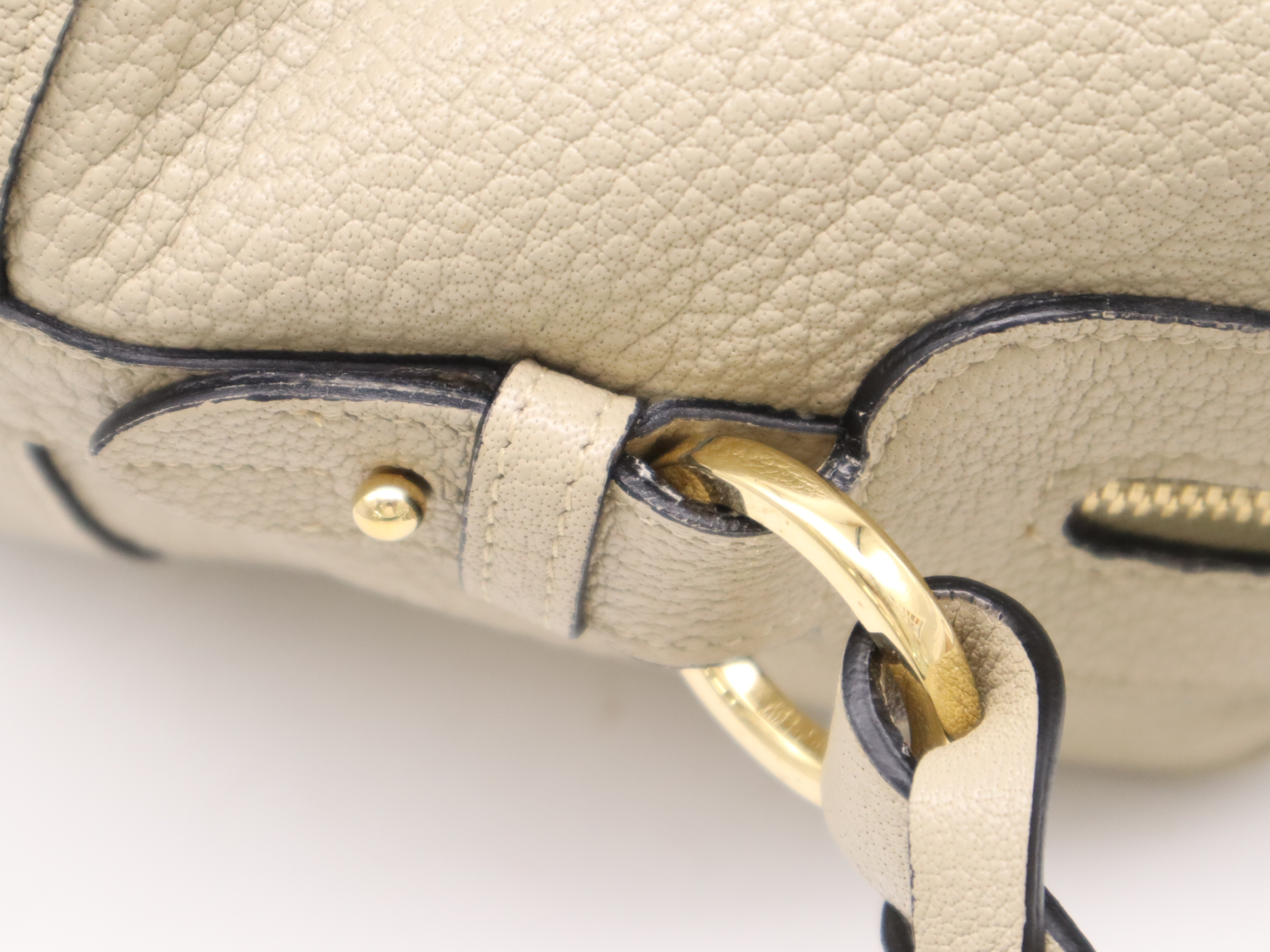 Leather 2way Boston Bag Beige GD Metal Fittings with Shoulder Strap Boston Bag — view 7