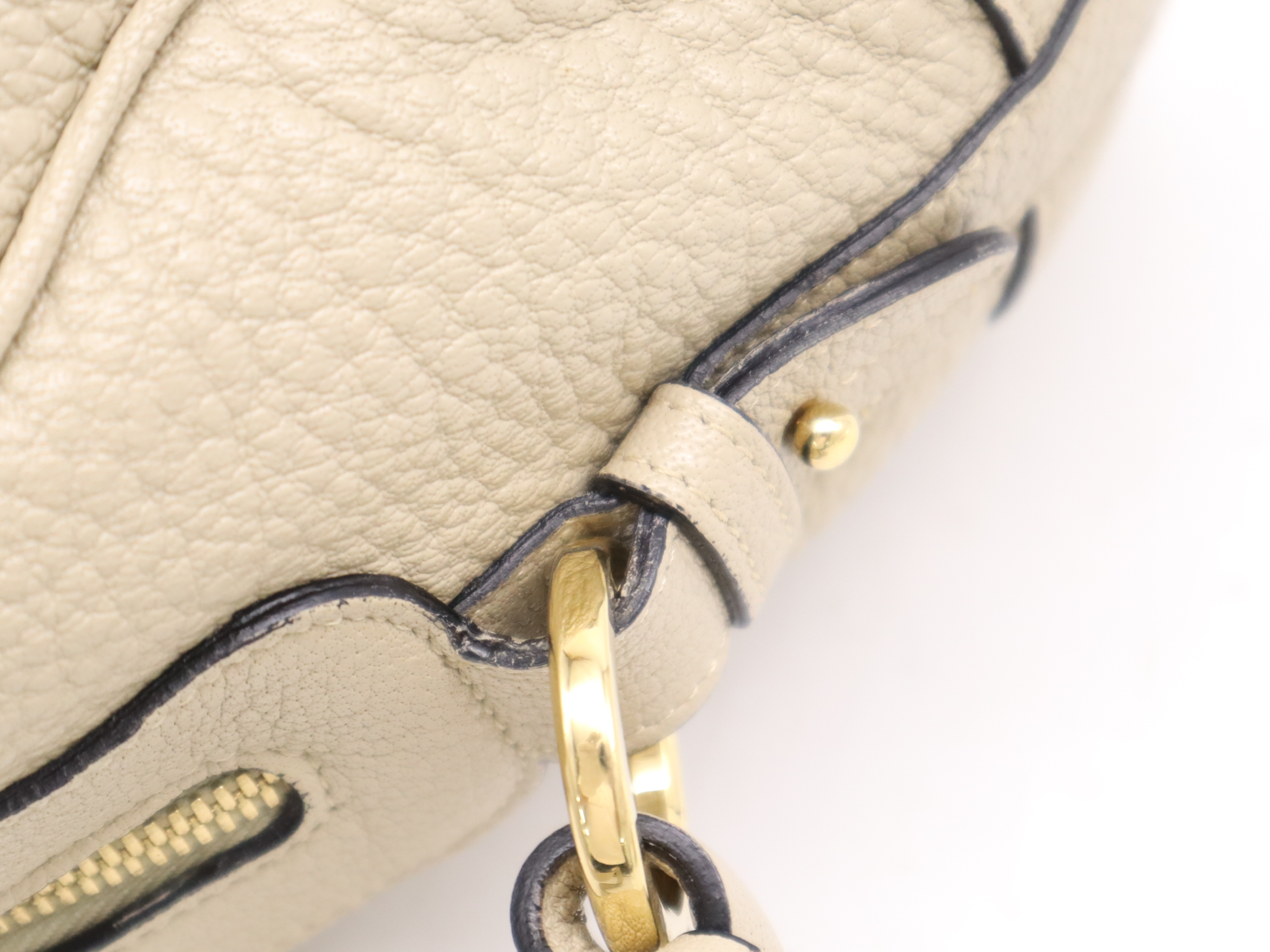 Leather 2way Boston Bag Beige GD Metal Fittings with Shoulder Strap Boston Bag — view 8