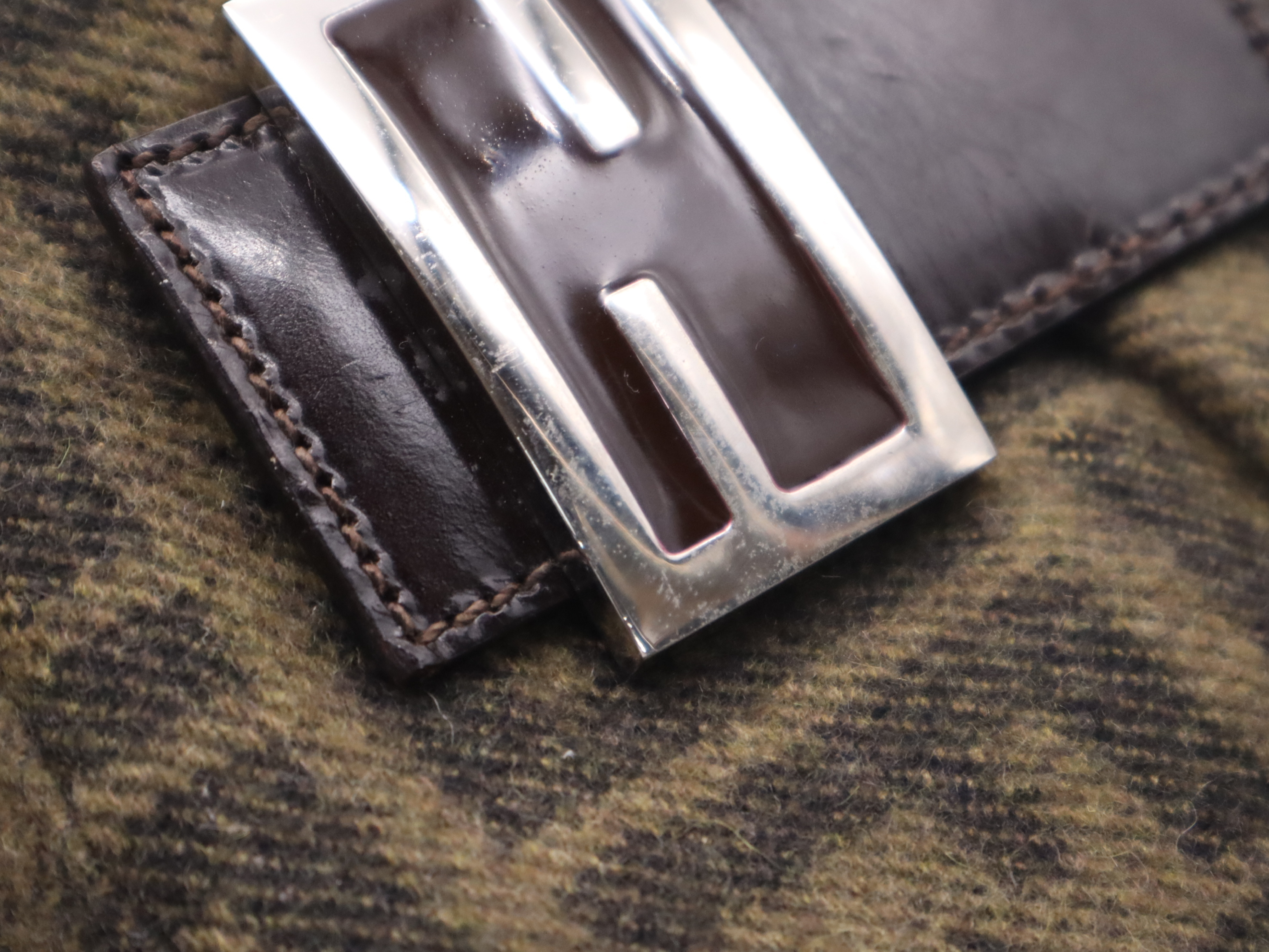 Wool Zucca Mamma Bucket Green Silver Hardware Shoulder Bag — view 10