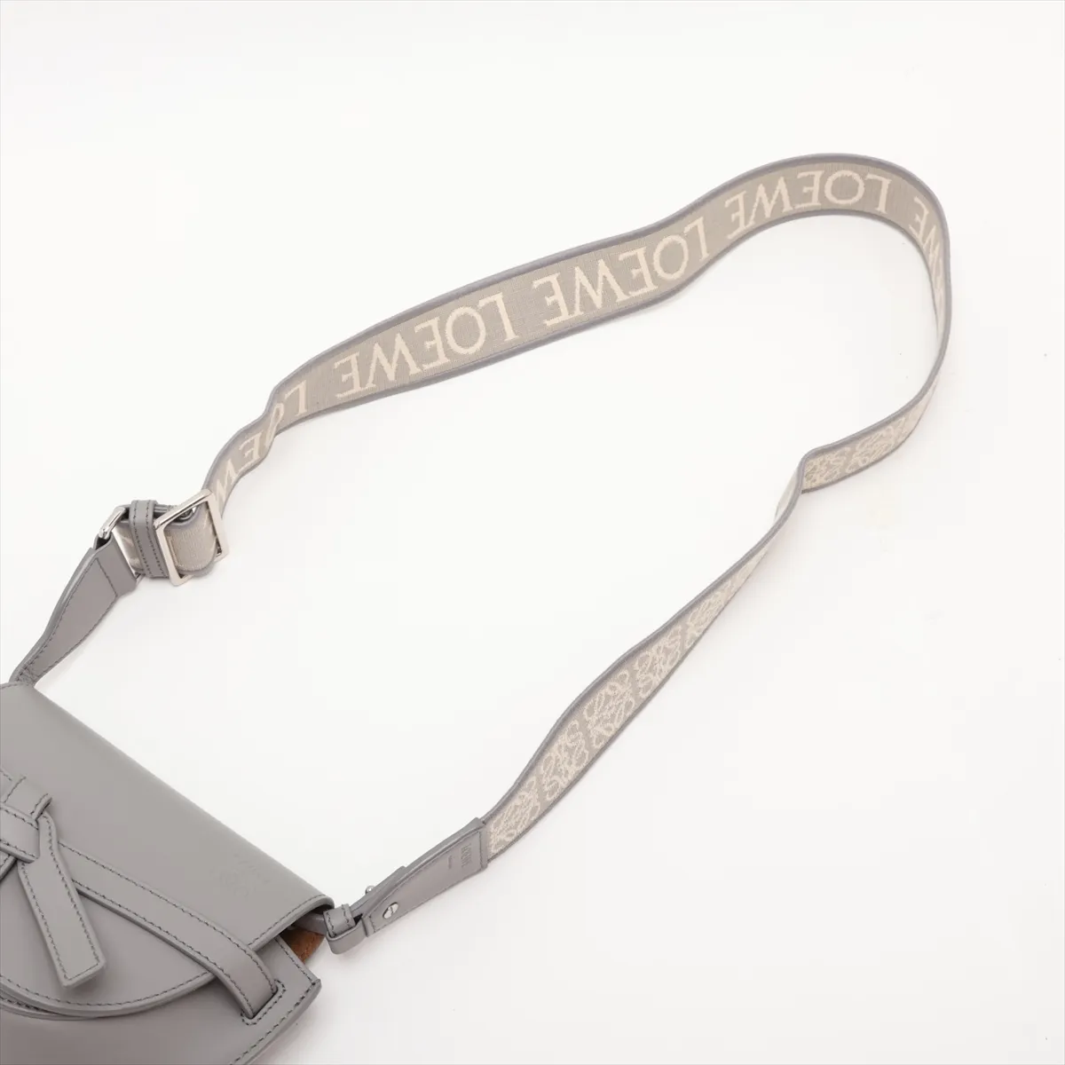 Gate Dual Mini Leather Shoulder Bag, Gray — view 5