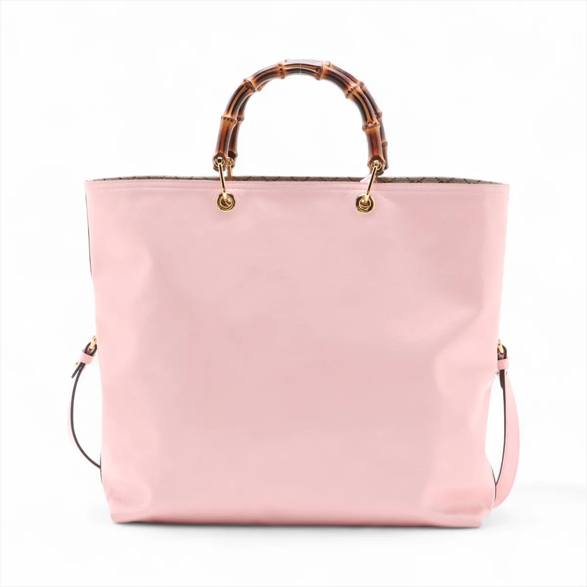 Bamboo Large Reversible Tote Leather 2-Way Handbag Pink 846602 — view 2