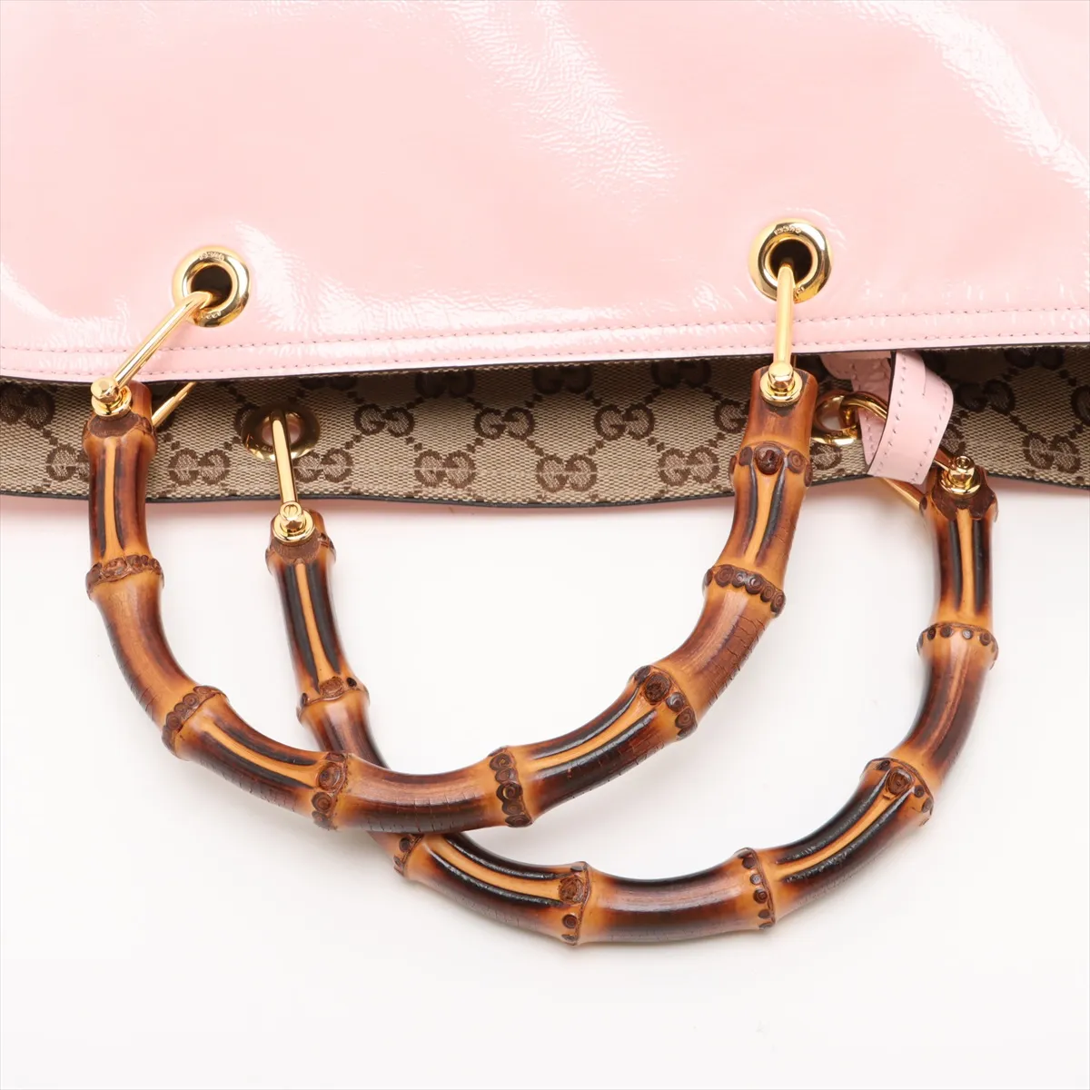 Bamboo Large Reversible Tote Leather 2-Way Handbag Pink 846602 — view 5