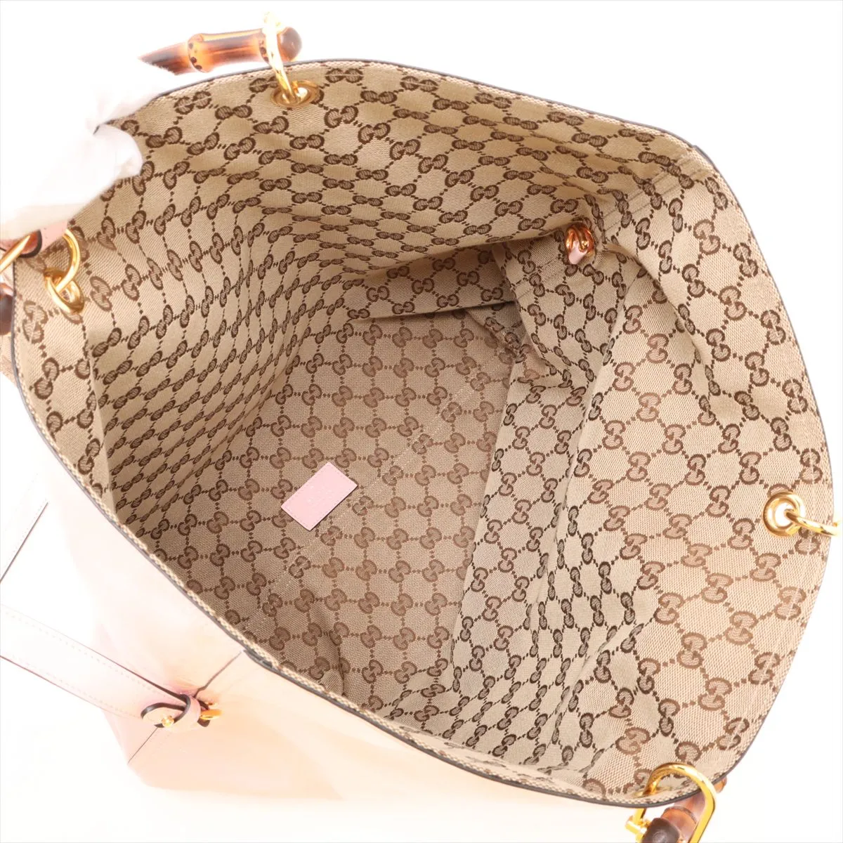 Bamboo Large Reversible Tote Leather 2-Way Handbag Pink 846602 — view 8