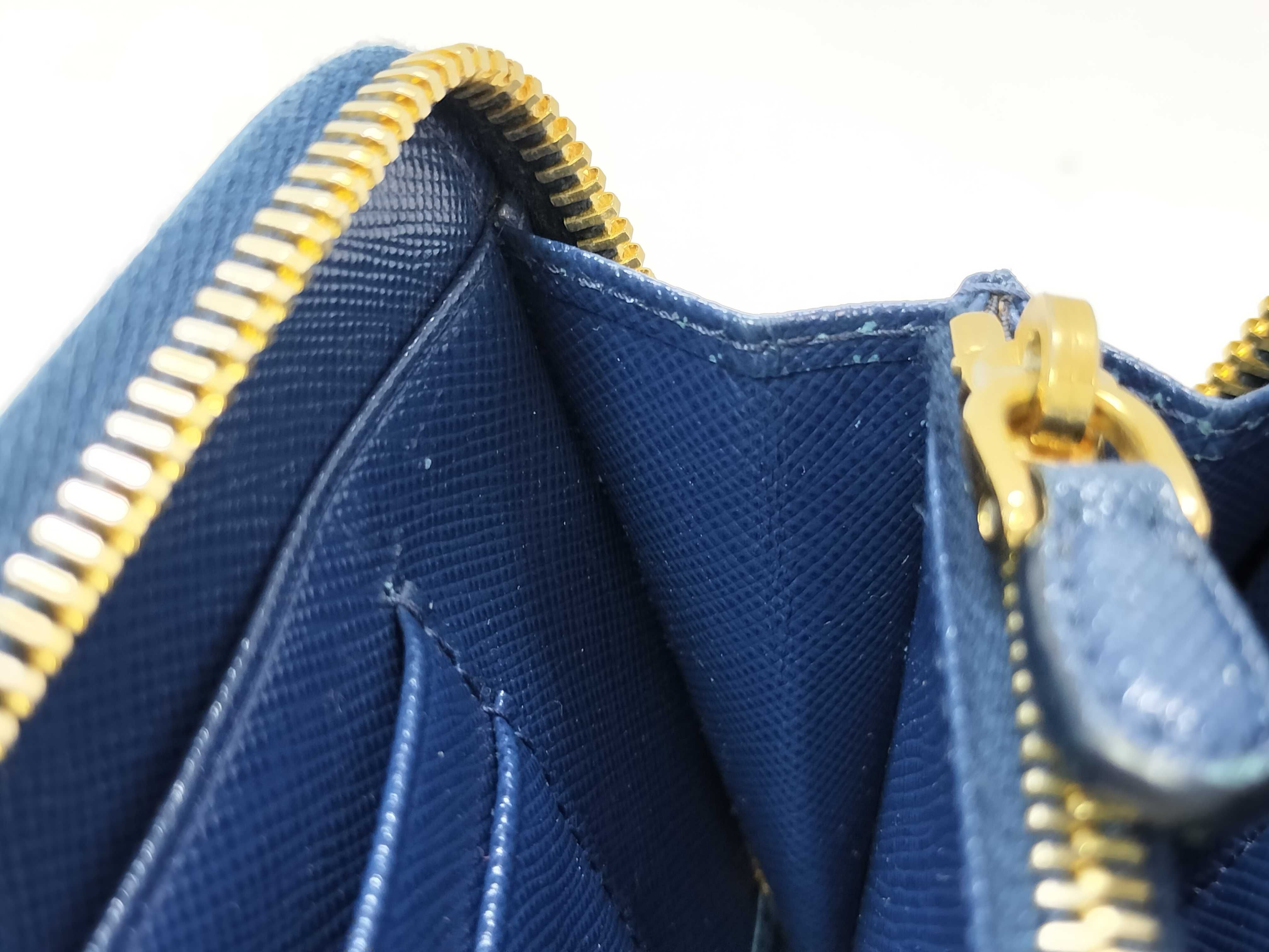 Round Zip Long Wallet Saffiano Blue Wallet — view 8