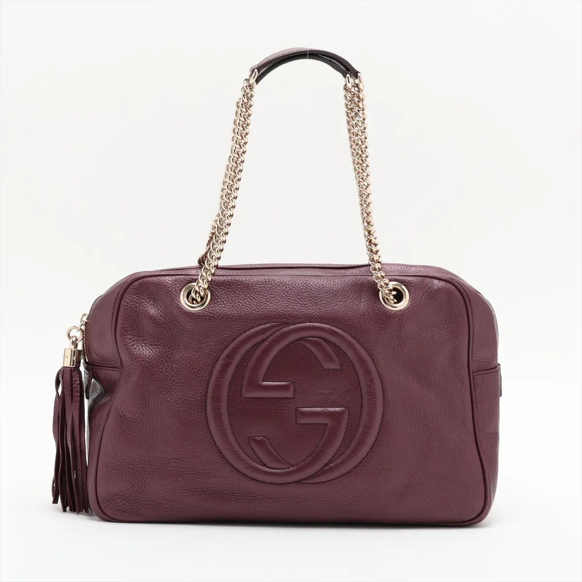 Soho 353126 Leather Chain Tote Bag, Purple