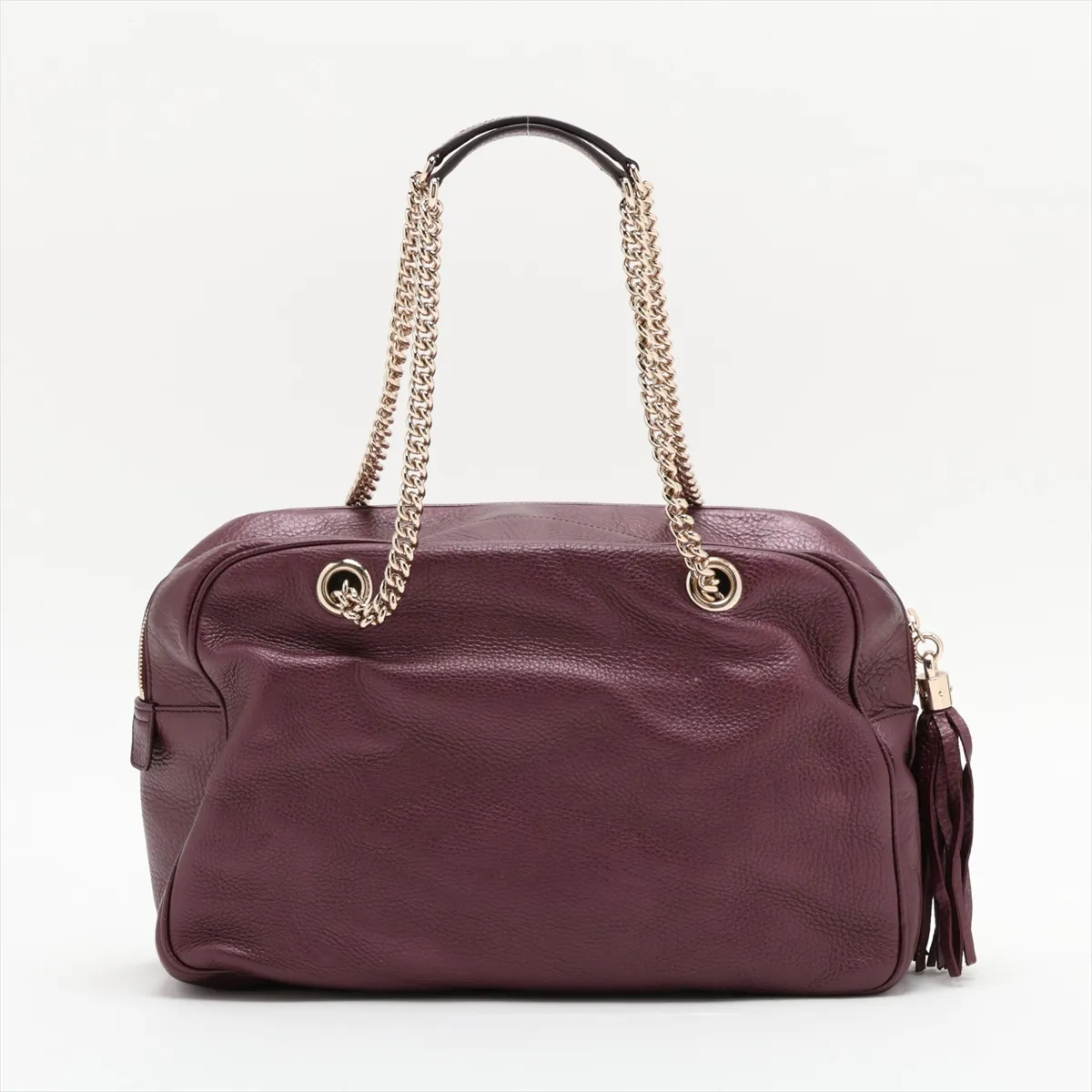 Soho 353126 Leather Chain Tote Bag, Purple — view 2