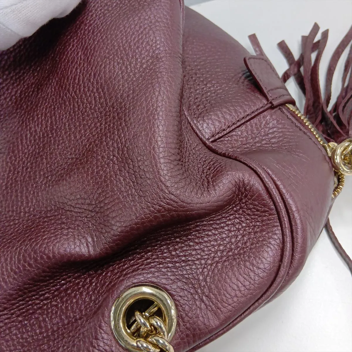 Soho 353126 Leather Chain Tote Bag, Purple — view 15