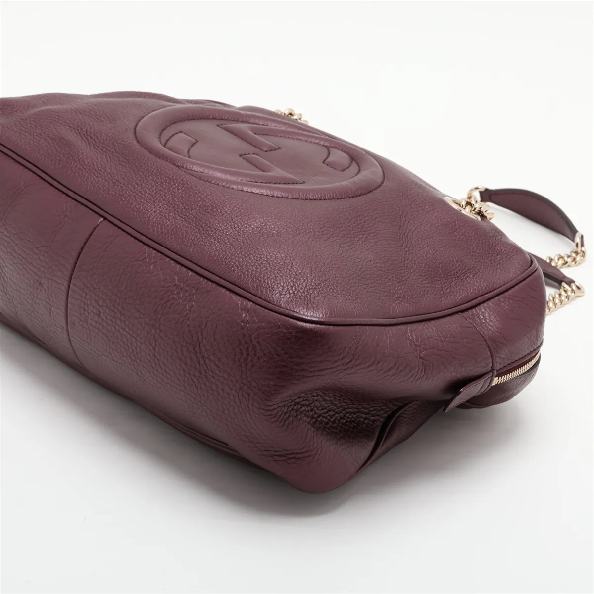 Soho 353126 Leather Chain Tote Bag, Purple — view 3