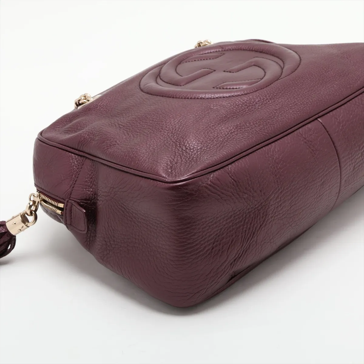 Soho 353126 Leather Chain Tote Bag, Purple — view 4