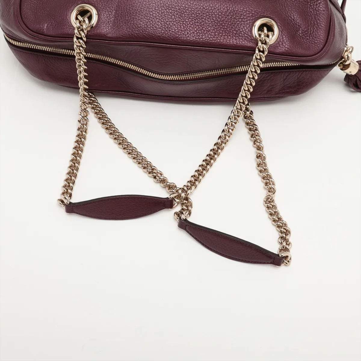 Soho 353126 Leather Chain Tote Bag, Purple — view 5