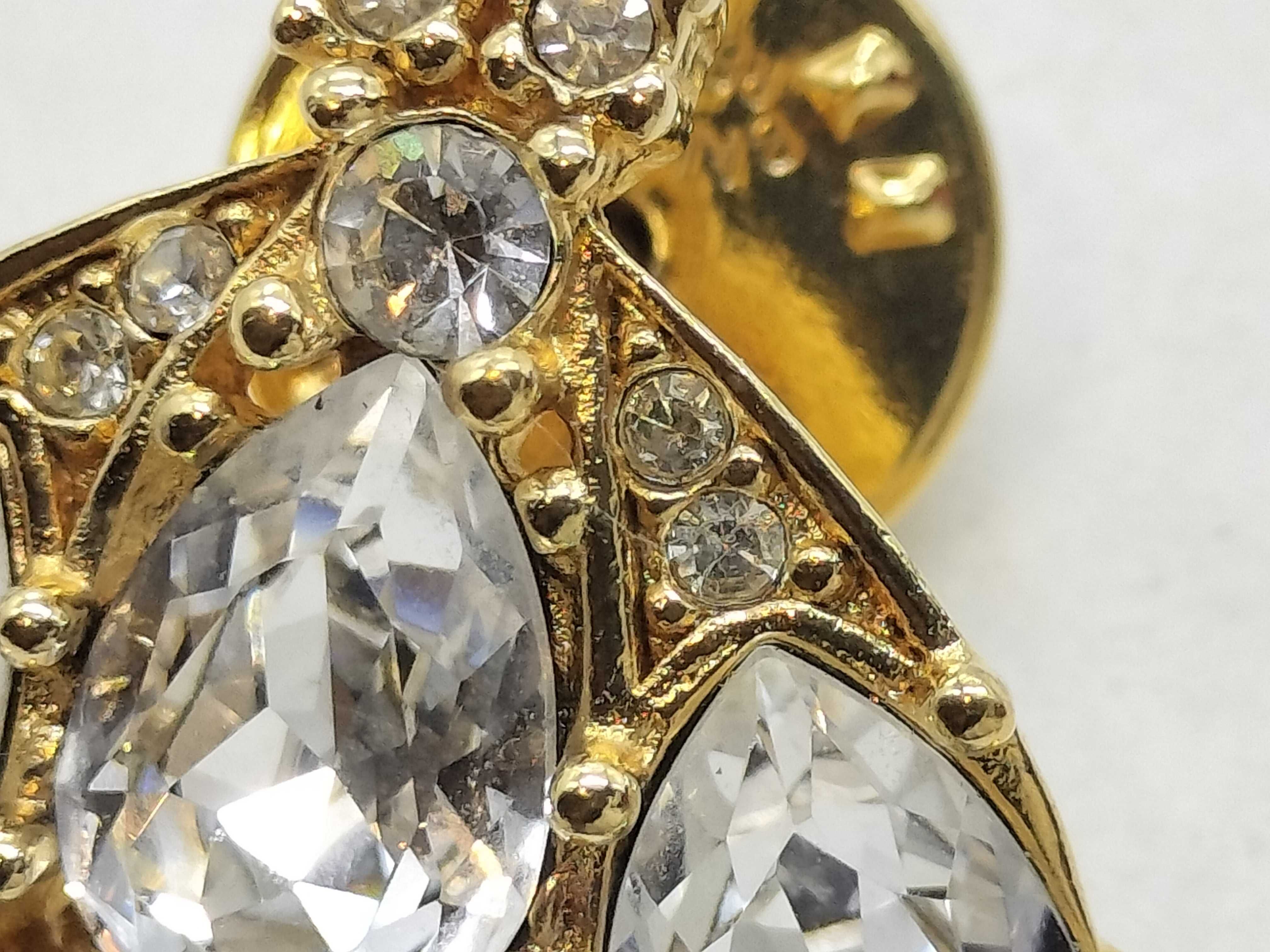 Bee Motif Rhinestone Earring (Single) / Brooch — view 4