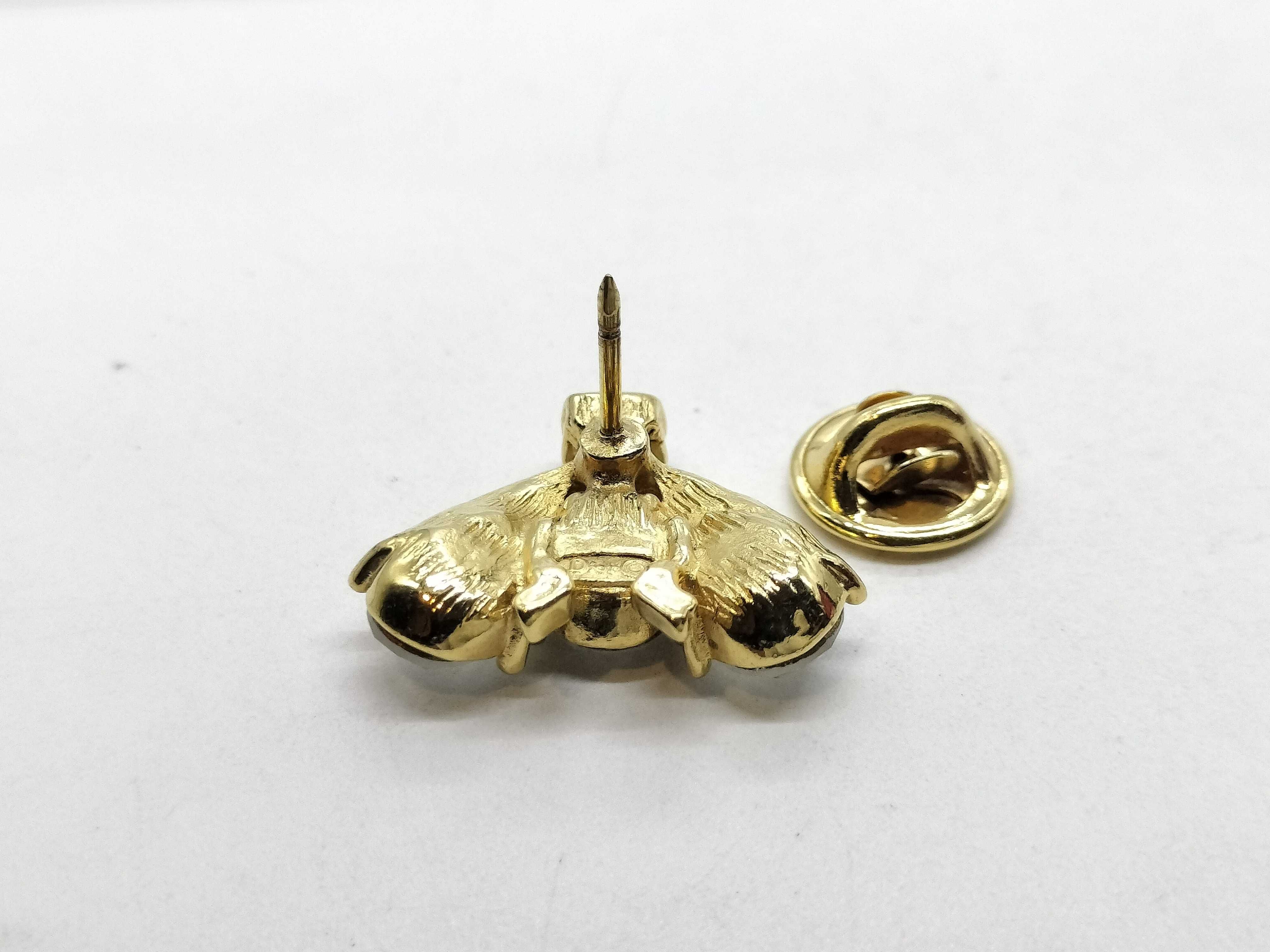 Bee Motif Rhinestone Earring (Single) / Brooch — view 7
