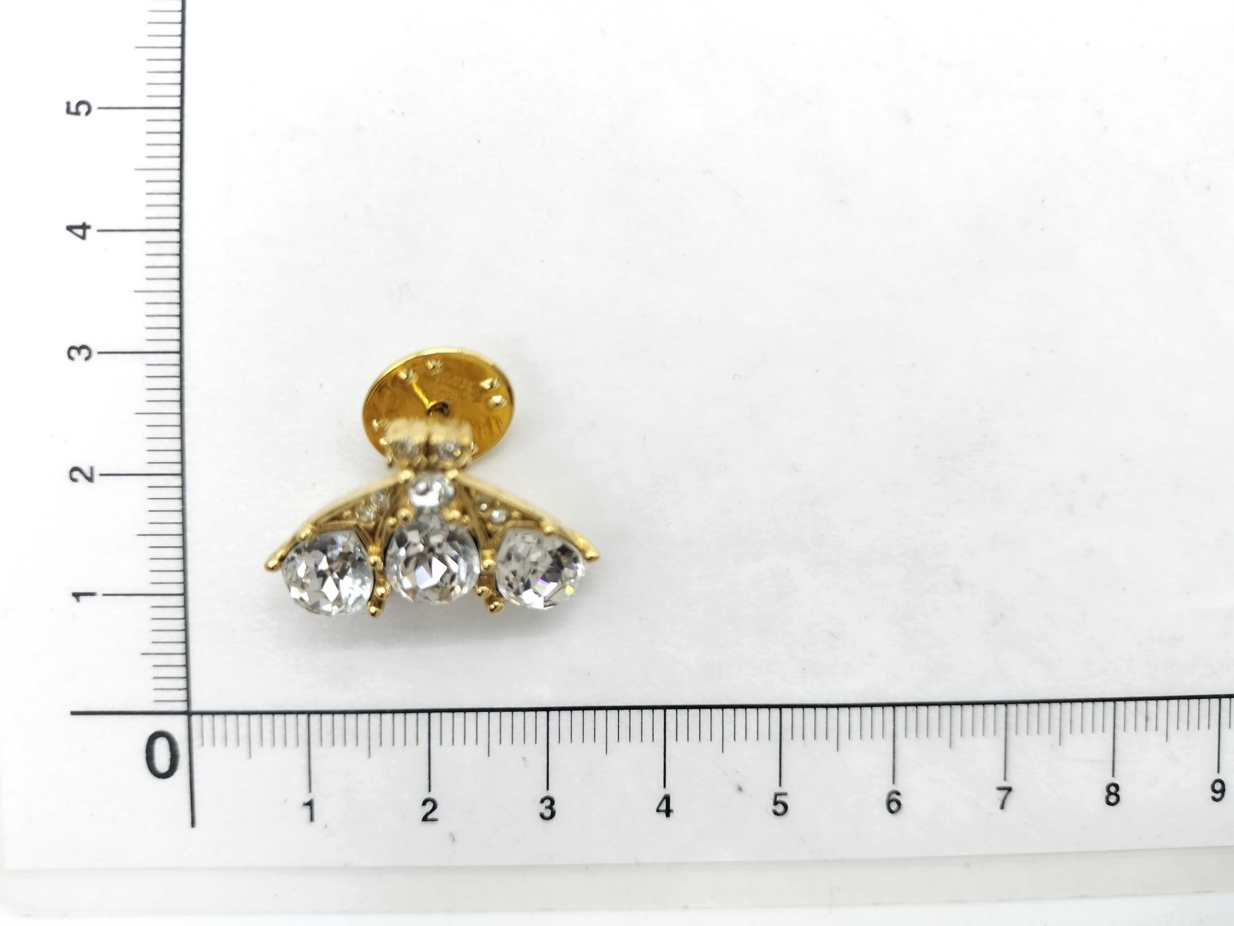 Bee Motif Rhinestone Earring (Single) / Brooch — view 9