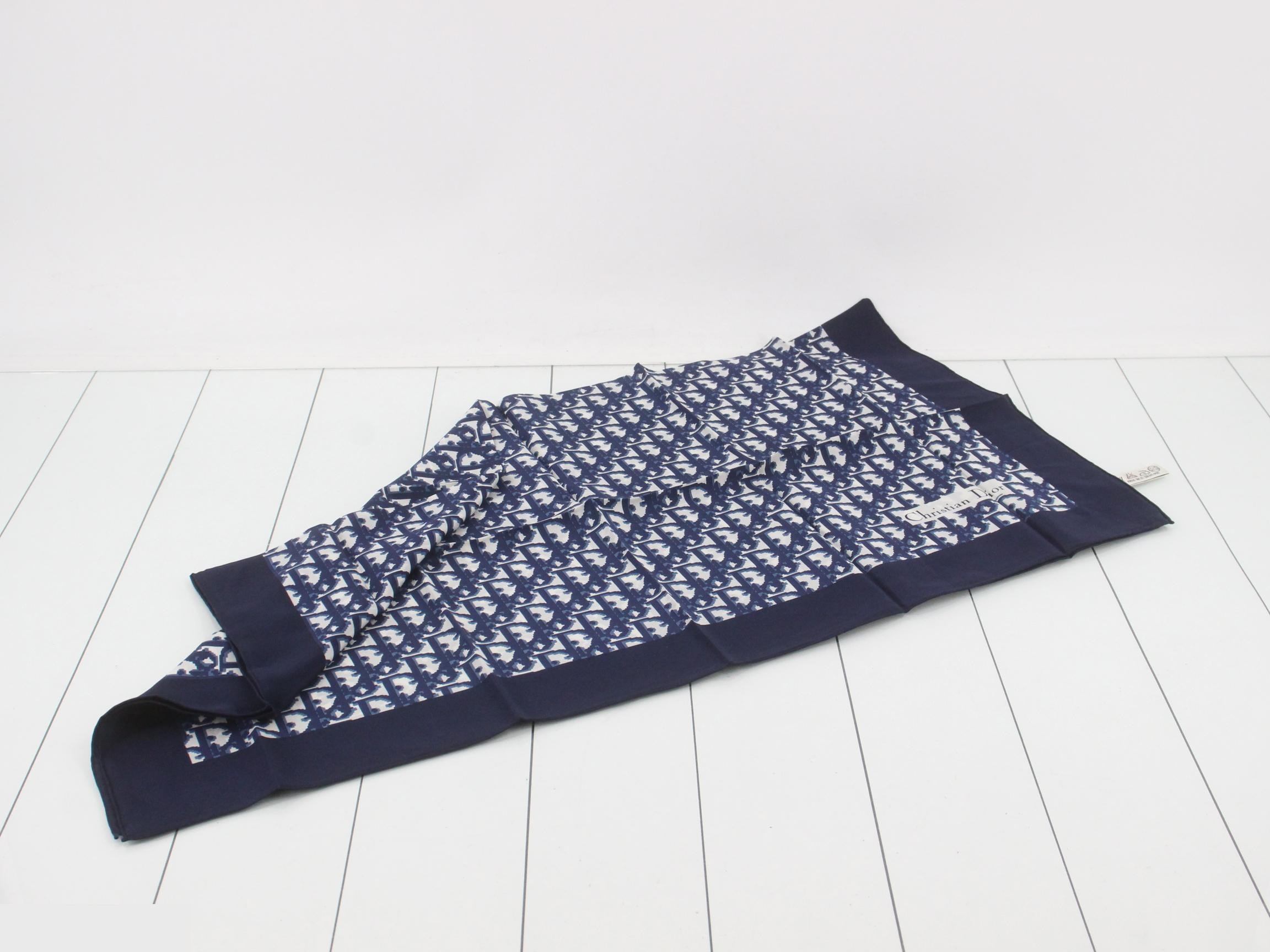 Trotter Silk Scarf, Navy — view 3