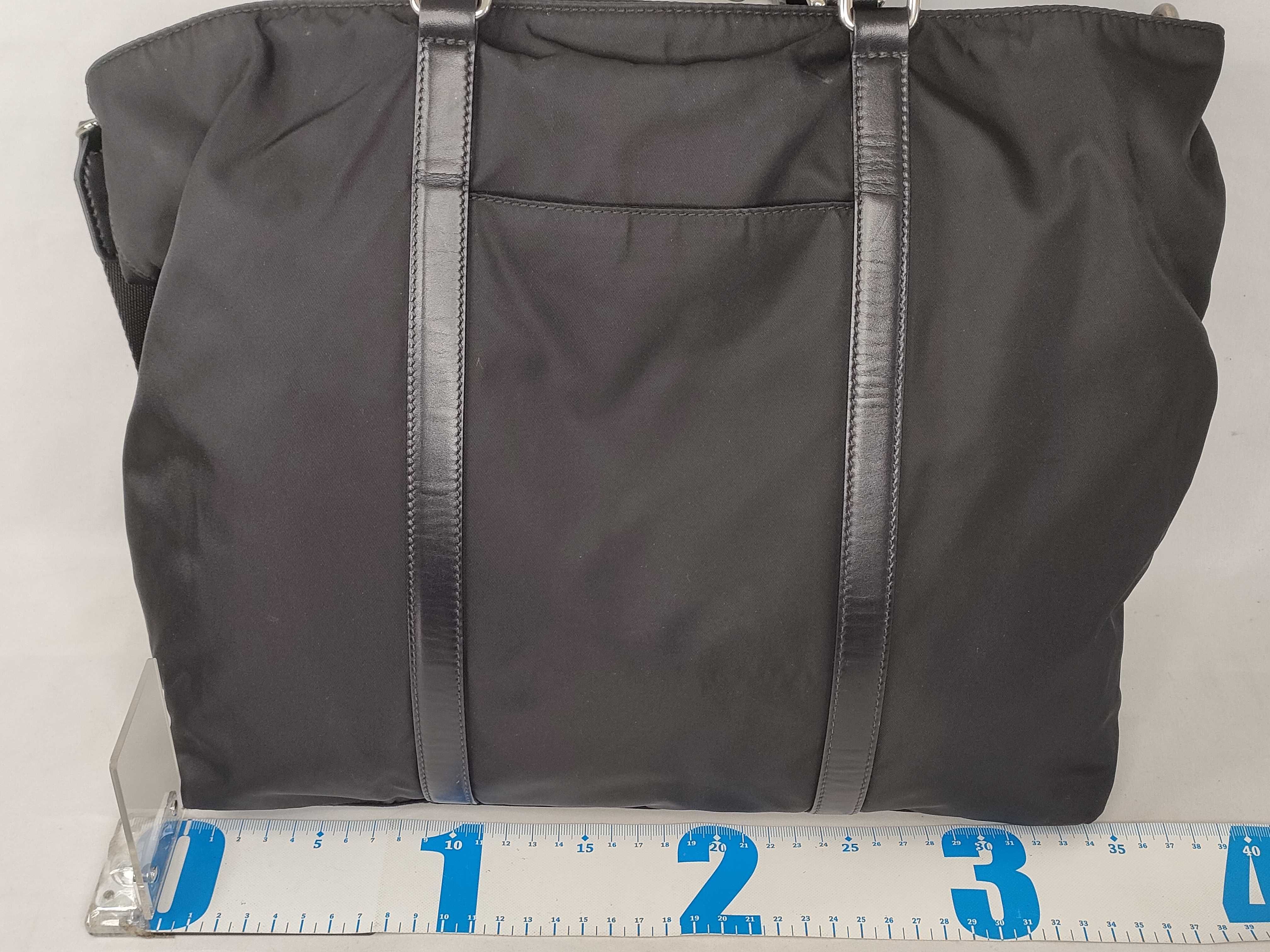 Nylon Prada Nylon Leather Tote Bag Shoulder Bag Black Cereal Tote Bag — view 2