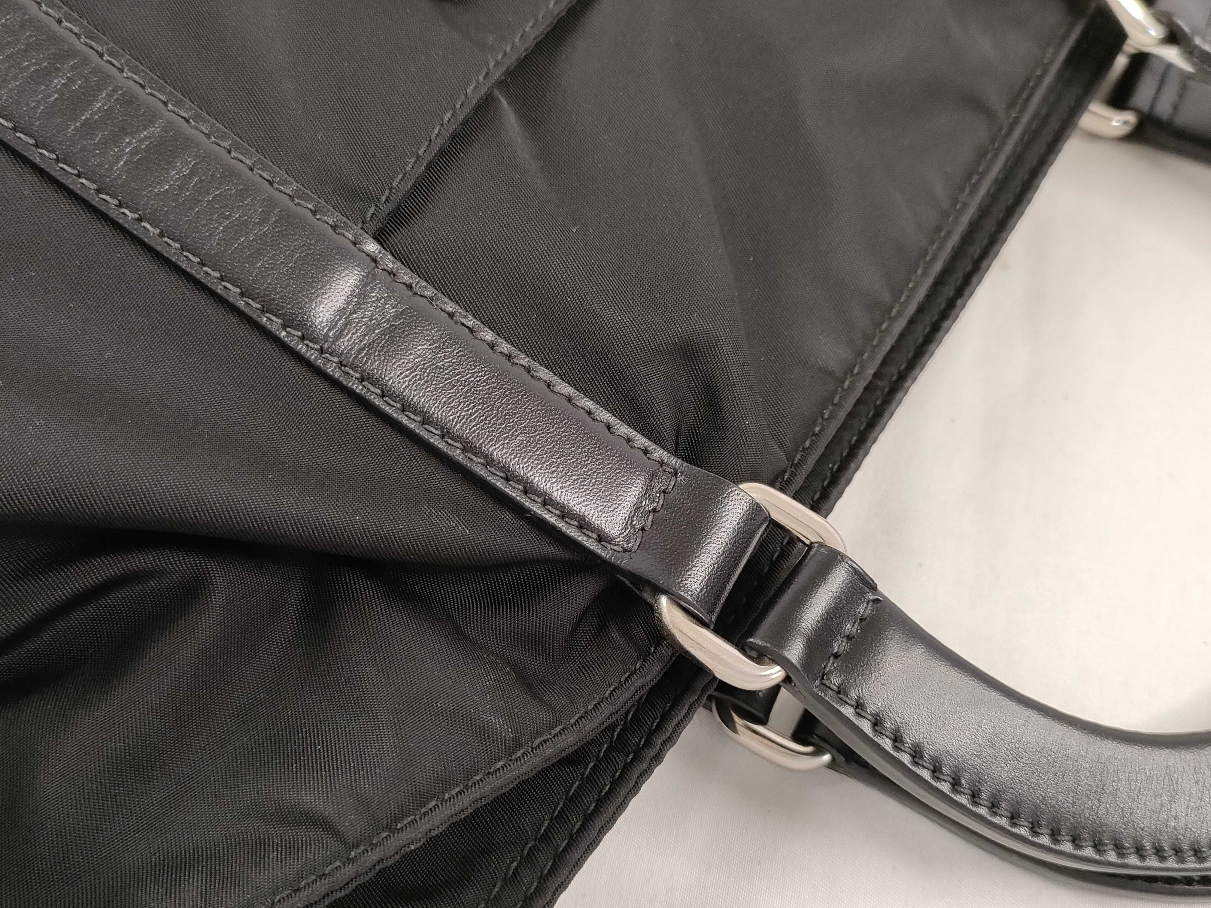 Nylon Prada Nylon Leather Tote Bag Shoulder Bag Black Cereal Tote Bag — view 5