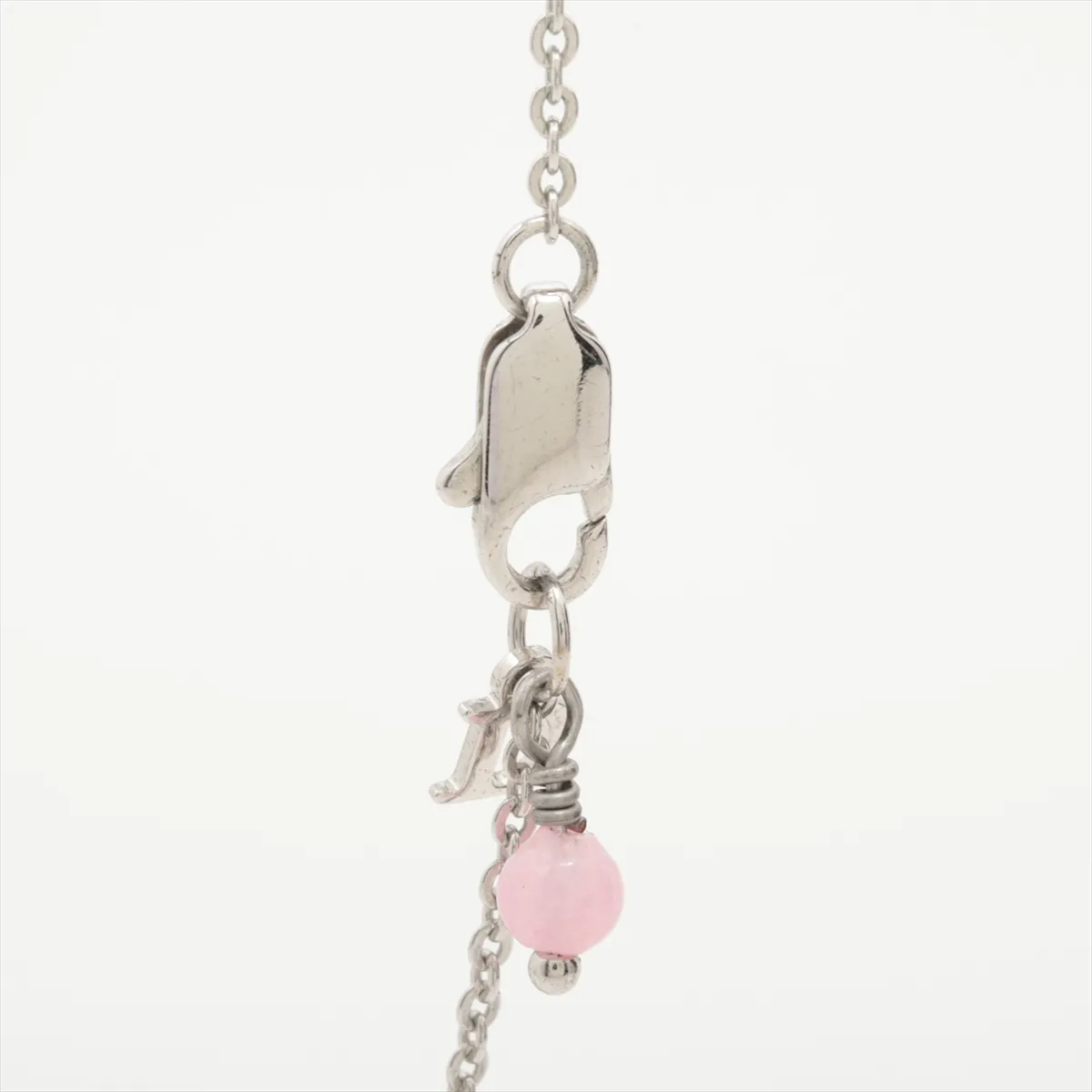 logo necklace, metal and rhinestone, silver. Shows signs of wear, — view 3