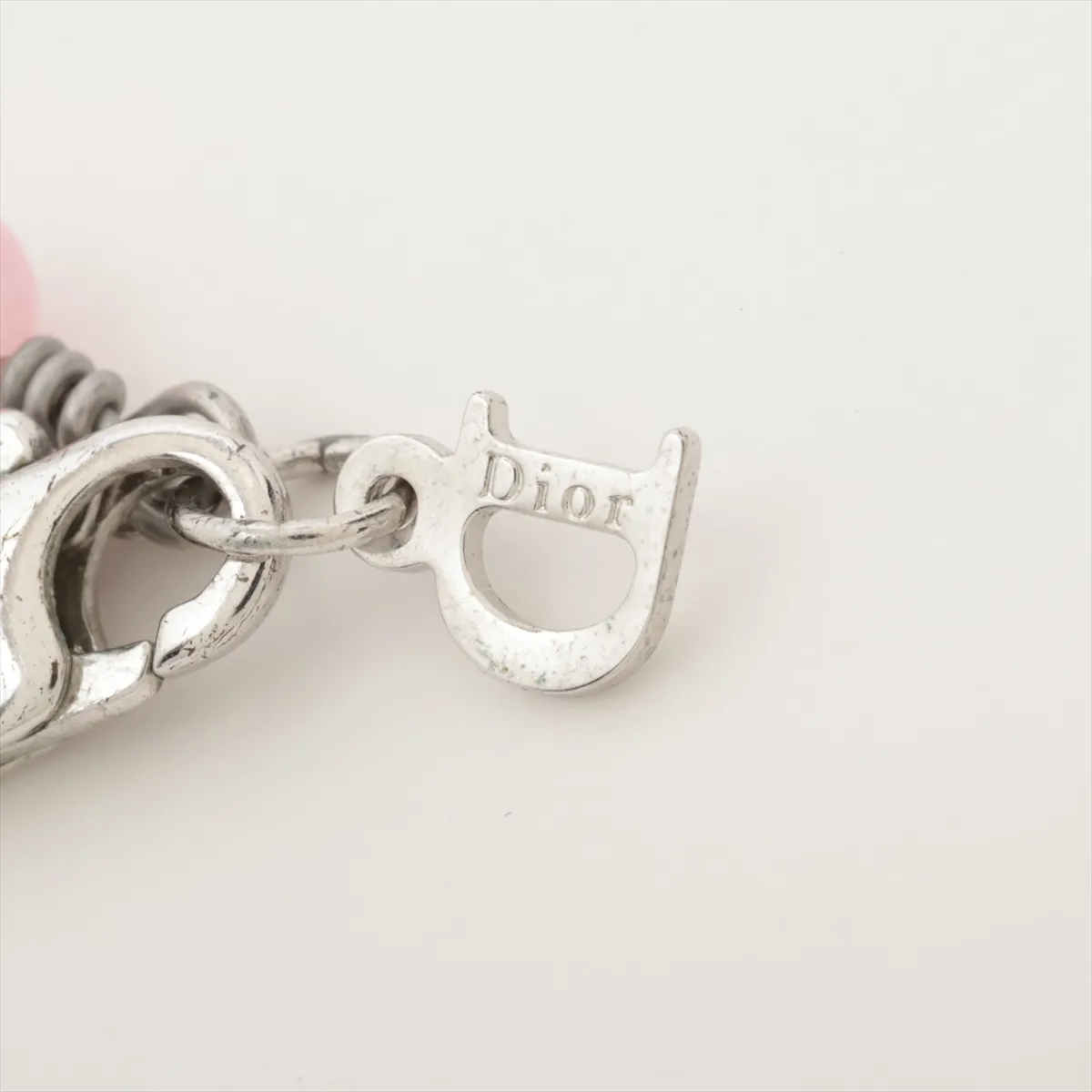 logo necklace, metal and rhinestone, silver. Shows signs of wear, — view 4