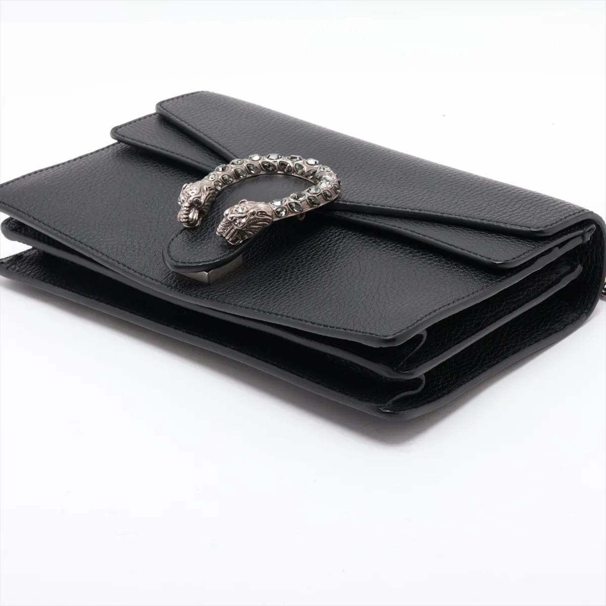 Dionysus Leather Chain Shoulder Bag, Black, 400249 — view 3