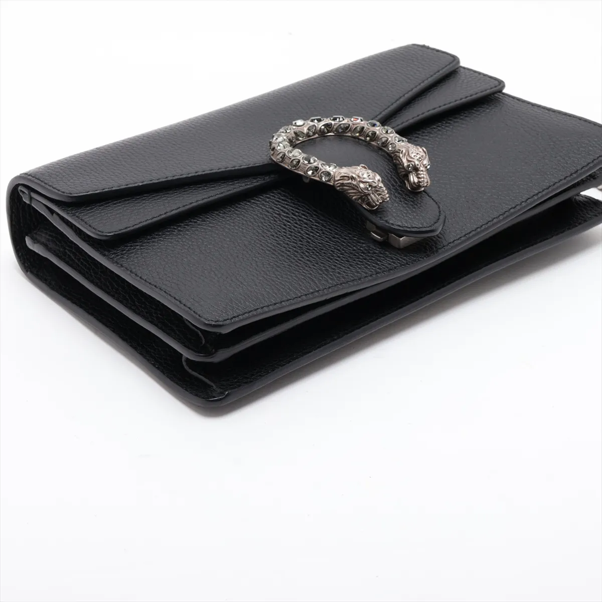 Dionysus Leather Chain Shoulder Bag, Black, 400249 — view 4