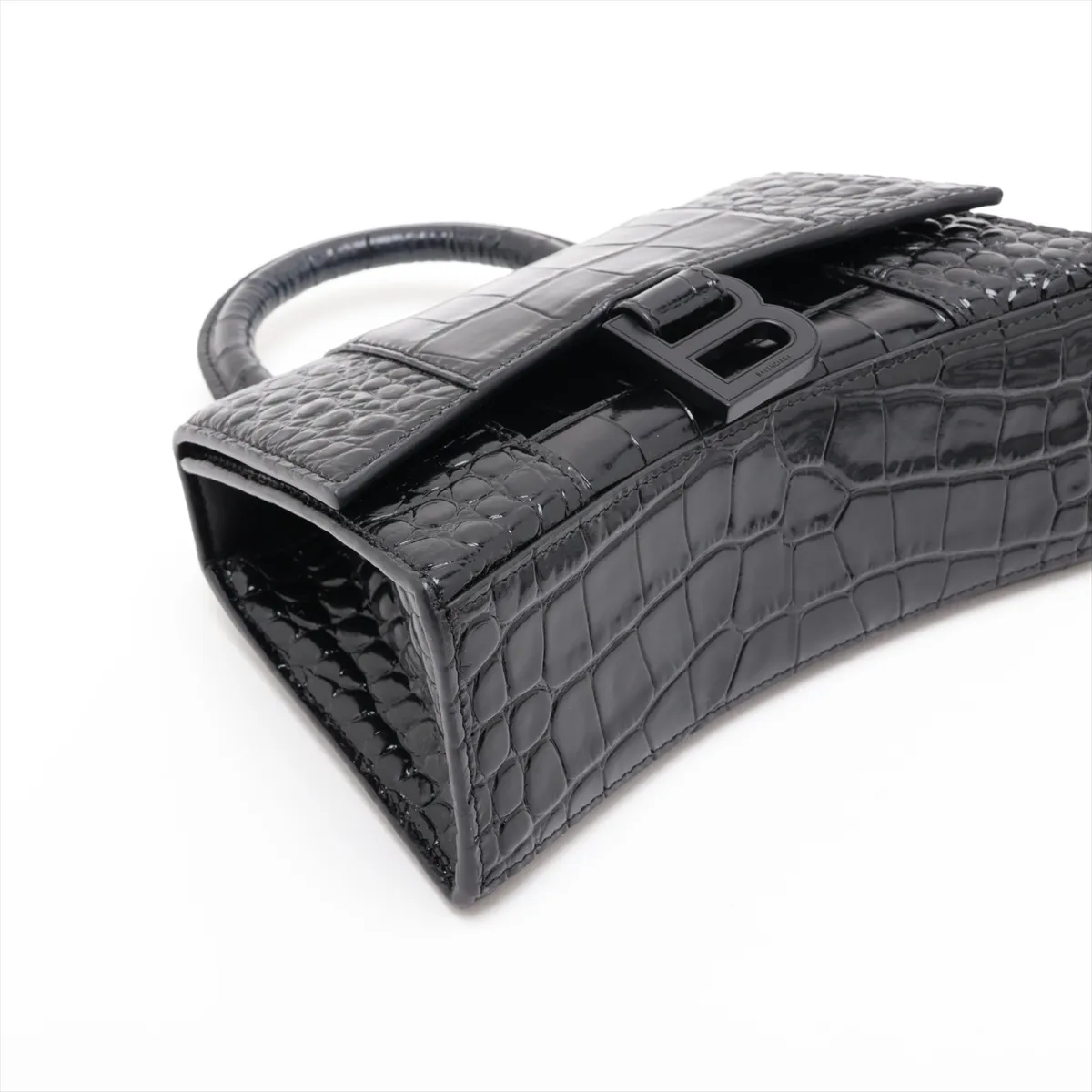Hourglass XS Crocodile Embossed 2-Way Handbag, Black 592833 — view 4