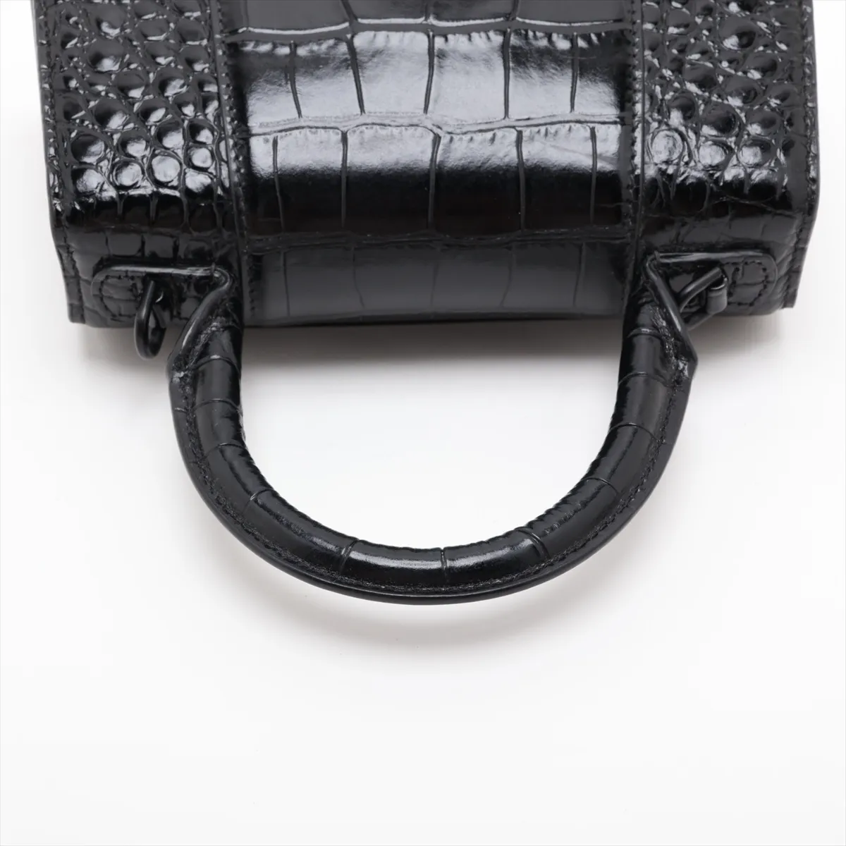Hourglass XS Crocodile Embossed 2-Way Handbag, Black 592833 — view 5