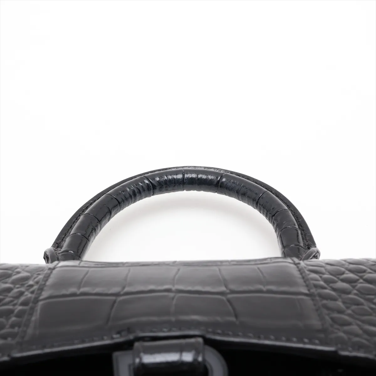 Hourglass XS Crocodile Embossed 2-Way Handbag, Black 592833 — view 6