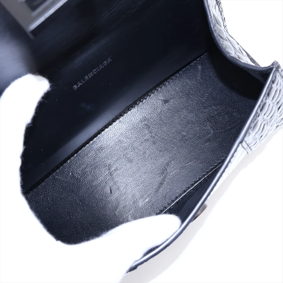 Hourglass XS Crocodile Embossed 2-Way Handbag, Black 592833 — view 8