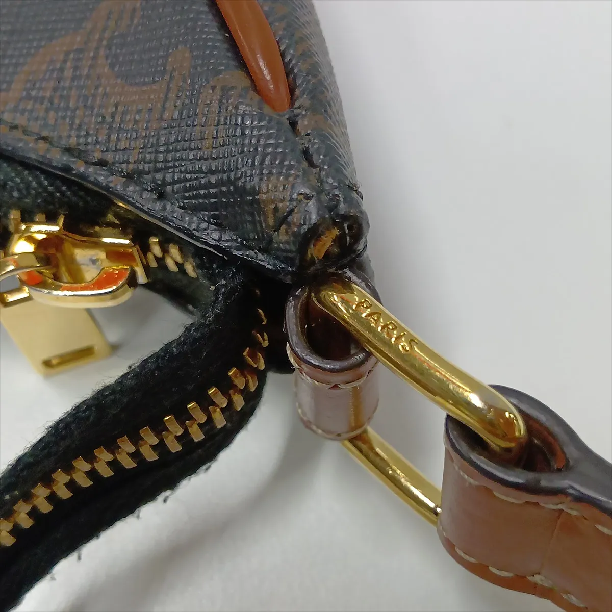 Triomphe Ava PVC x Leather Shoulder Bag, Black x Brown — view 11