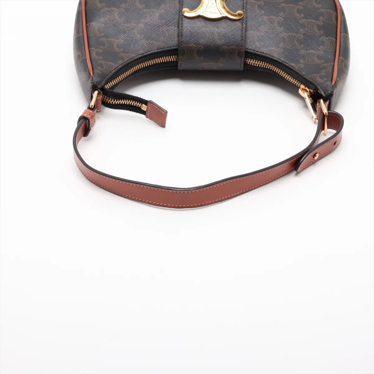 Triomphe Ava PVC x Leather Shoulder Bag, Black x Brown — view 5