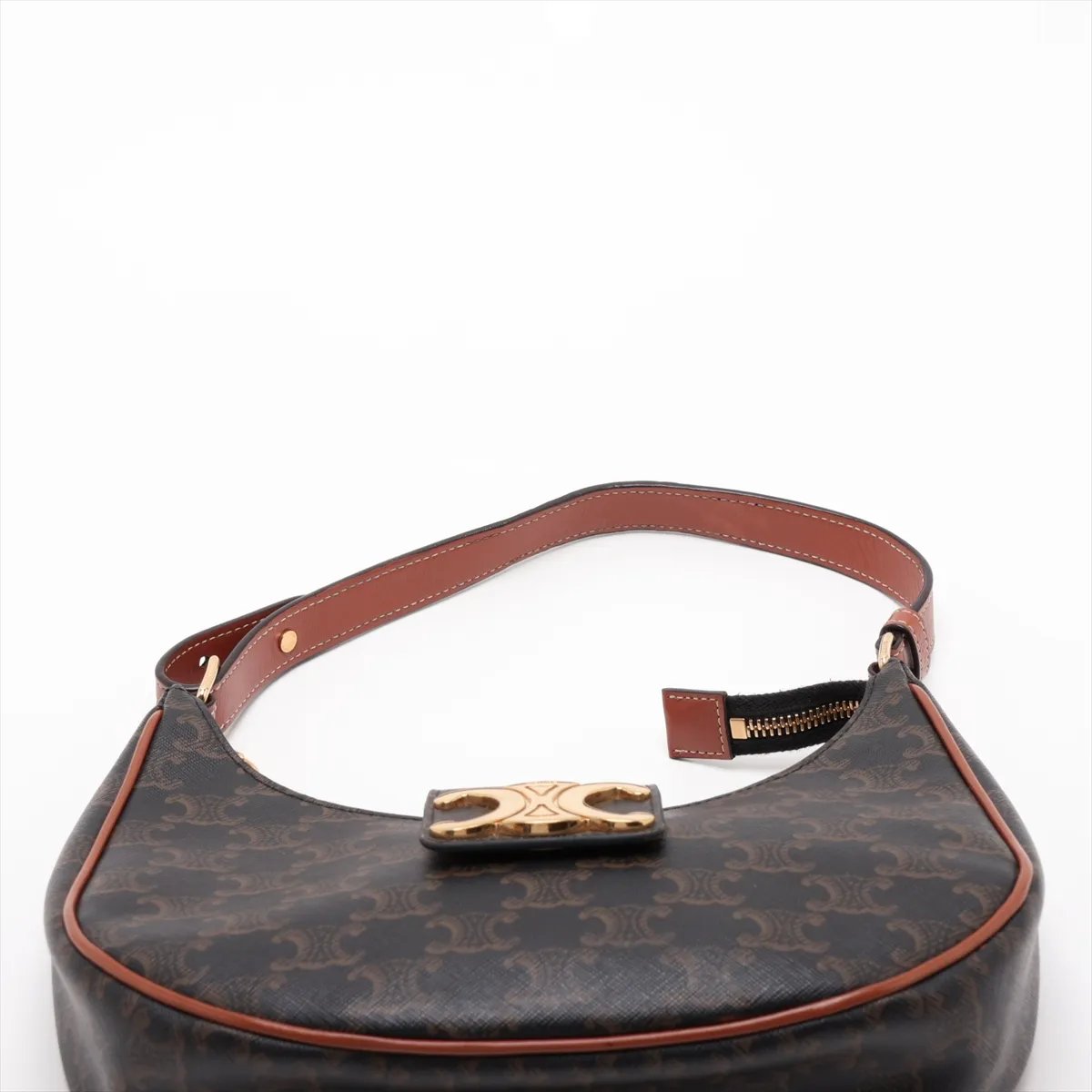 Triomphe Ava PVC x Leather Shoulder Bag, Black x Brown — view 6