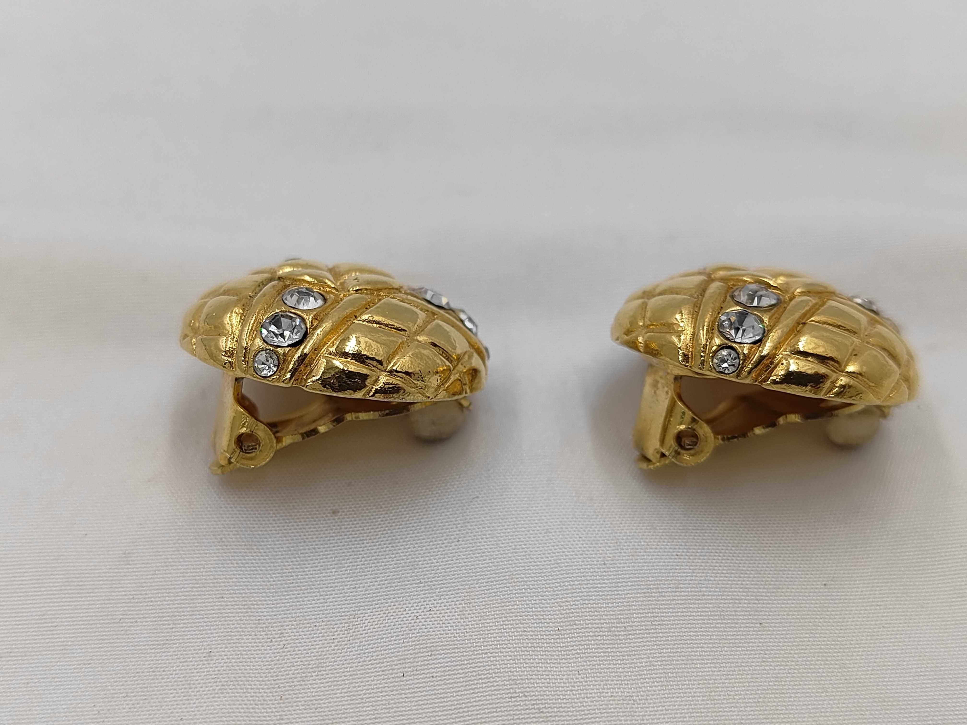 Gold Circle Vintage Rhinestone Earrings (with embellishments) — view 2