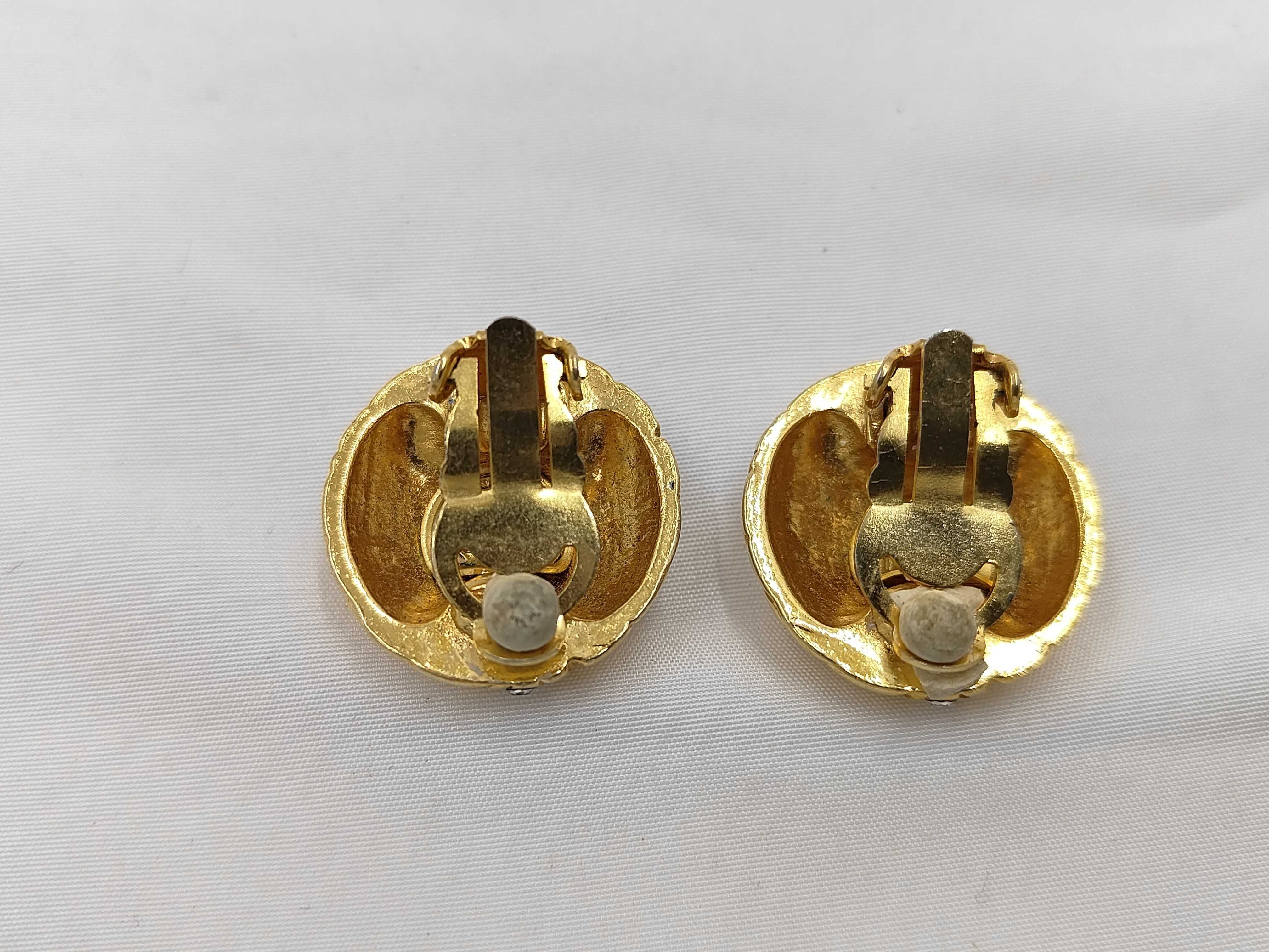 Gold Circle Vintage Rhinestone Earrings (with embellishments) — view 3