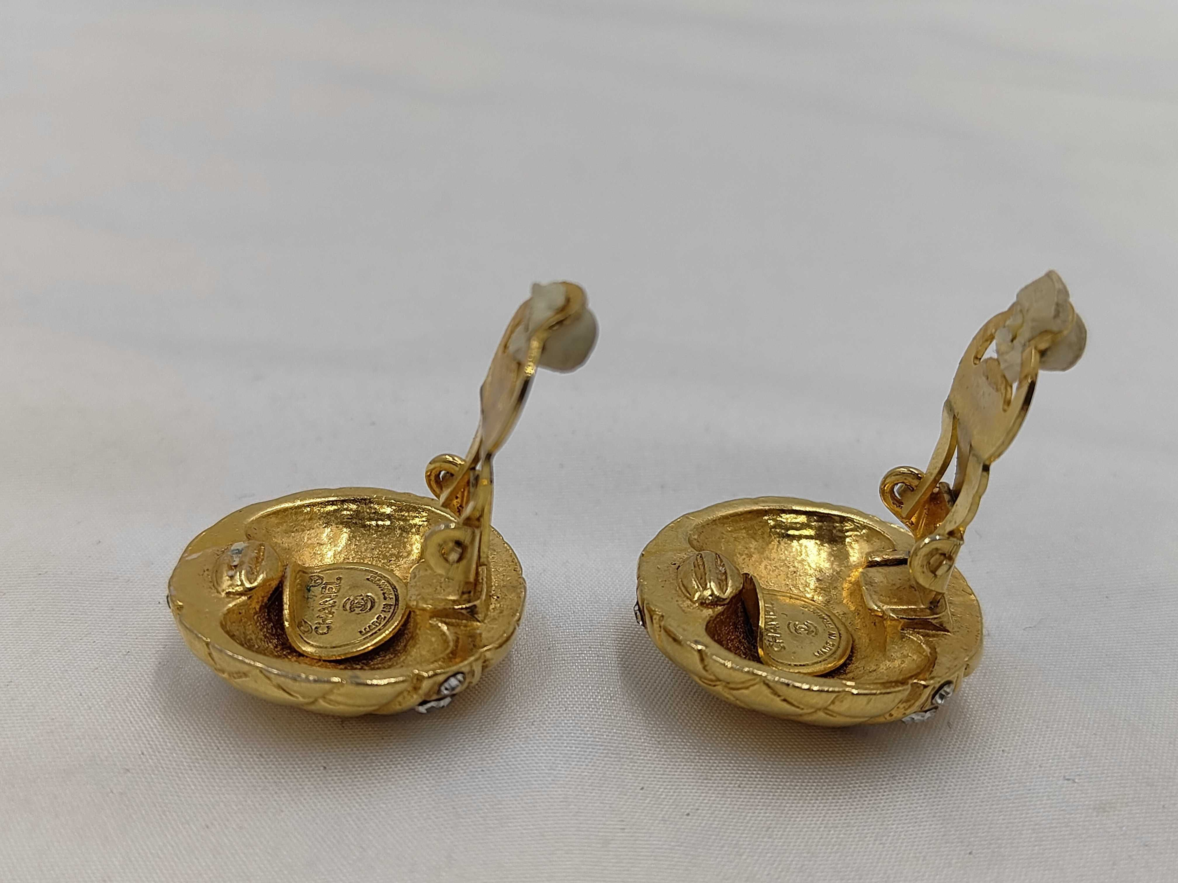 Gold Circle Vintage Rhinestone Earrings (with embellishments) — view 4