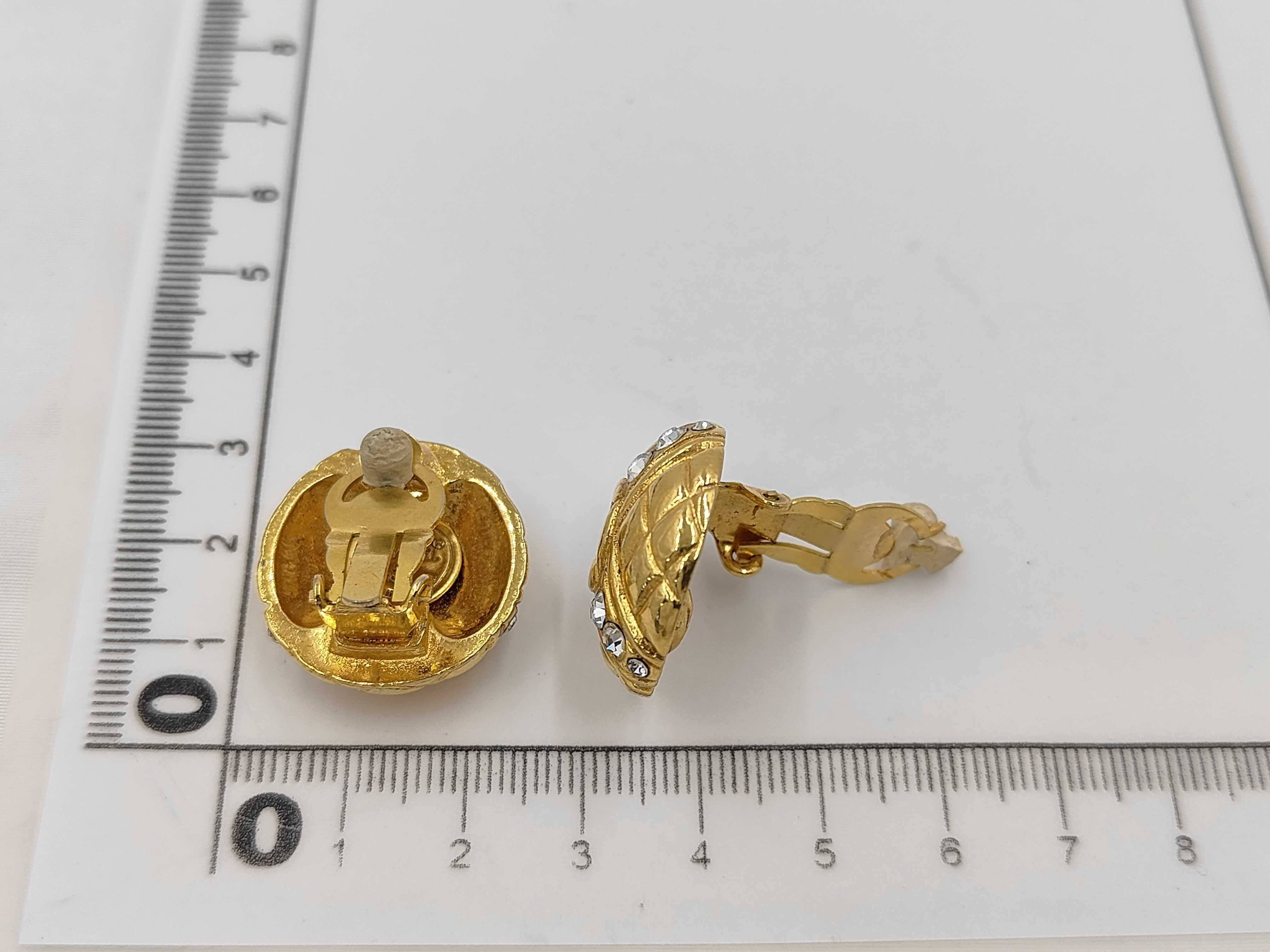 Gold Circle Vintage Rhinestone Earrings (with embellishments) — view 5