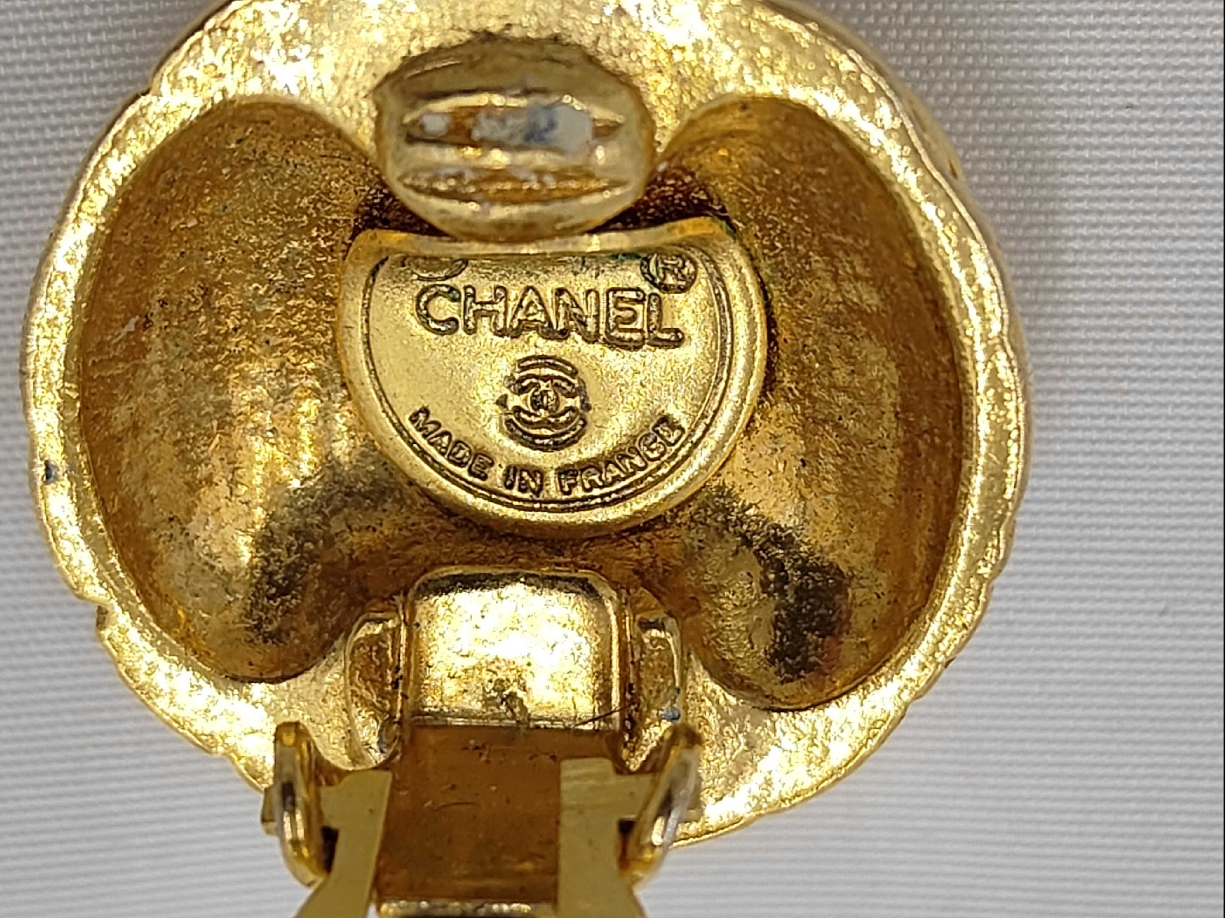 Gold Circle Vintage Rhinestone Earrings (with embellishments) — view 6