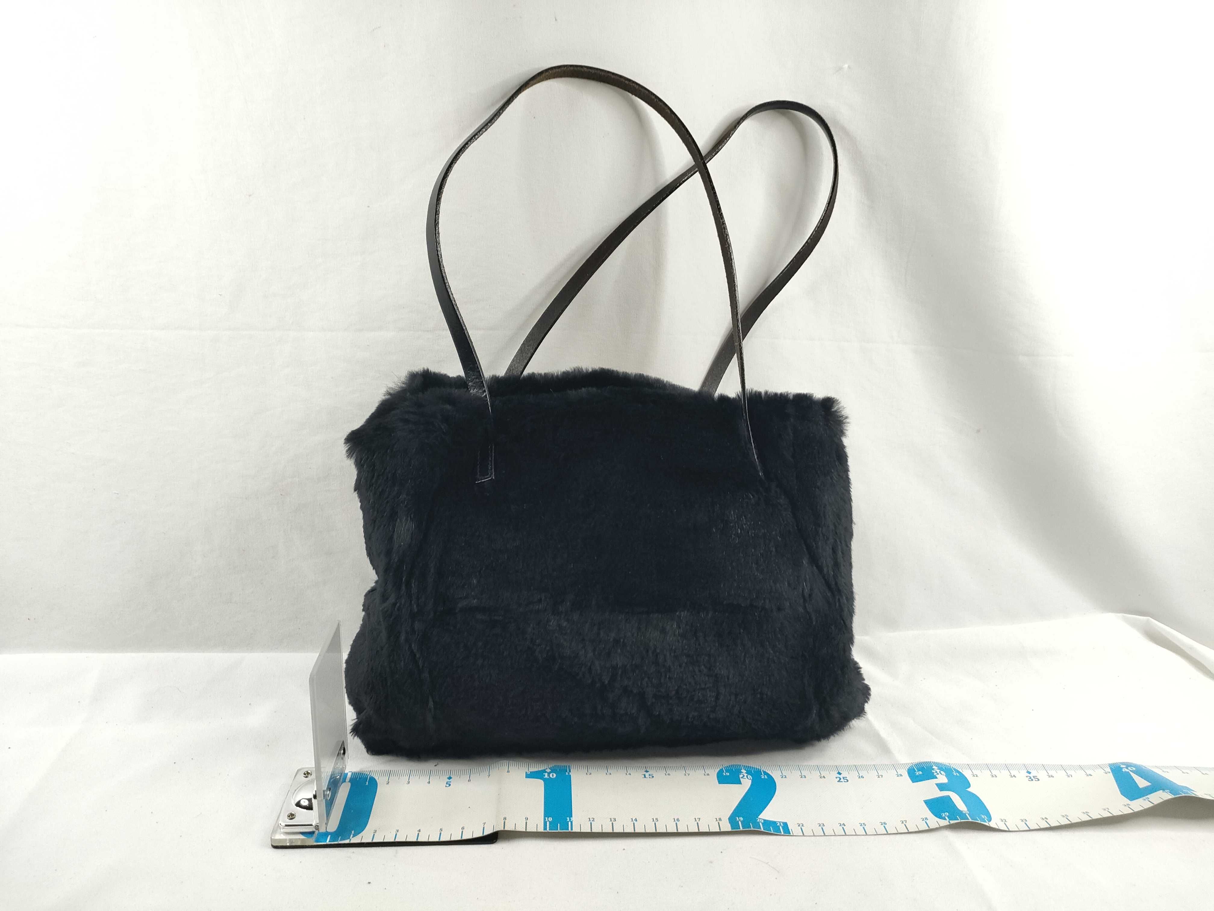 Fur Tote Bag, Black Handbag — view 2