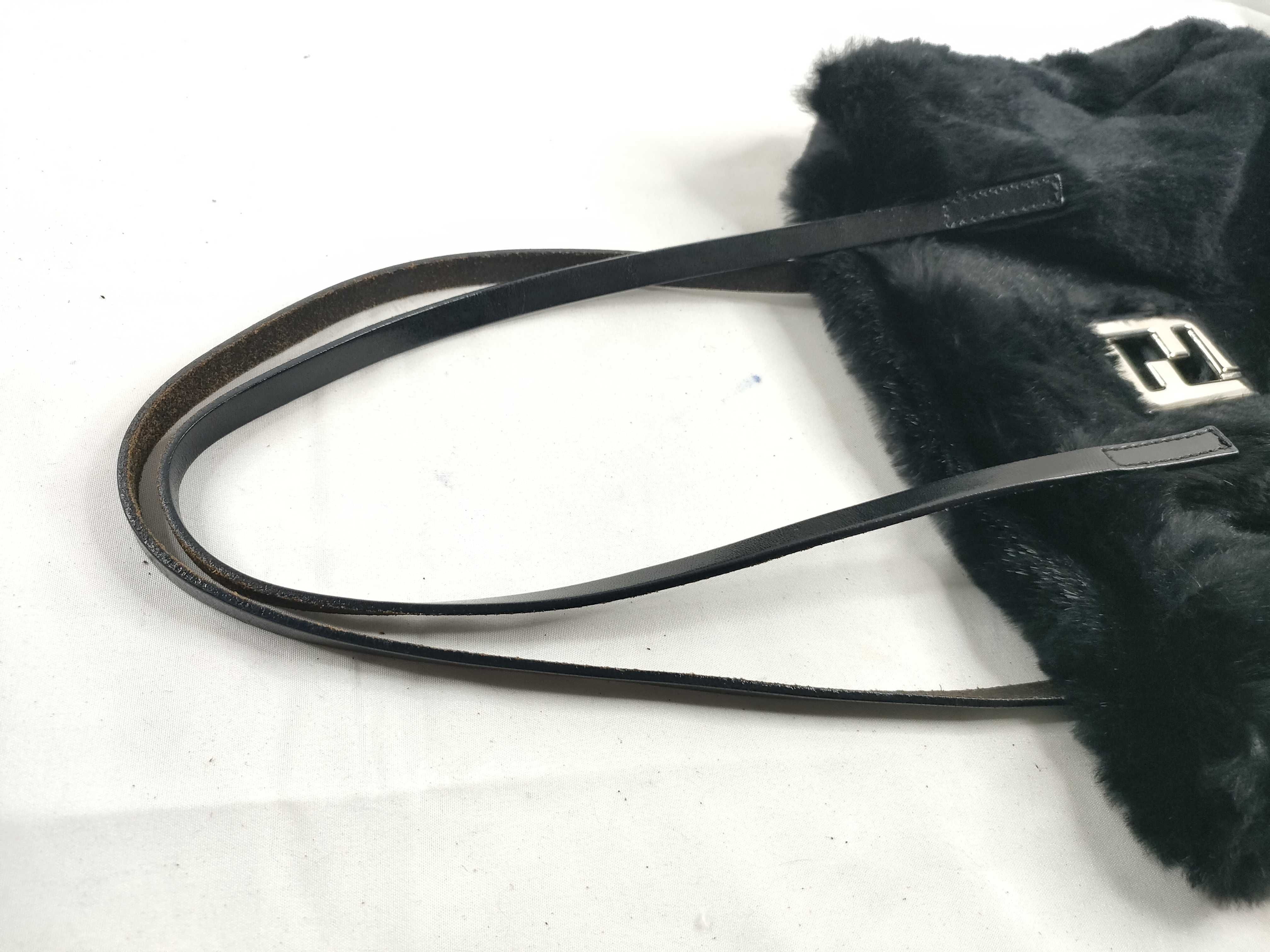 Fur Tote Bag, Black Handbag — view 6