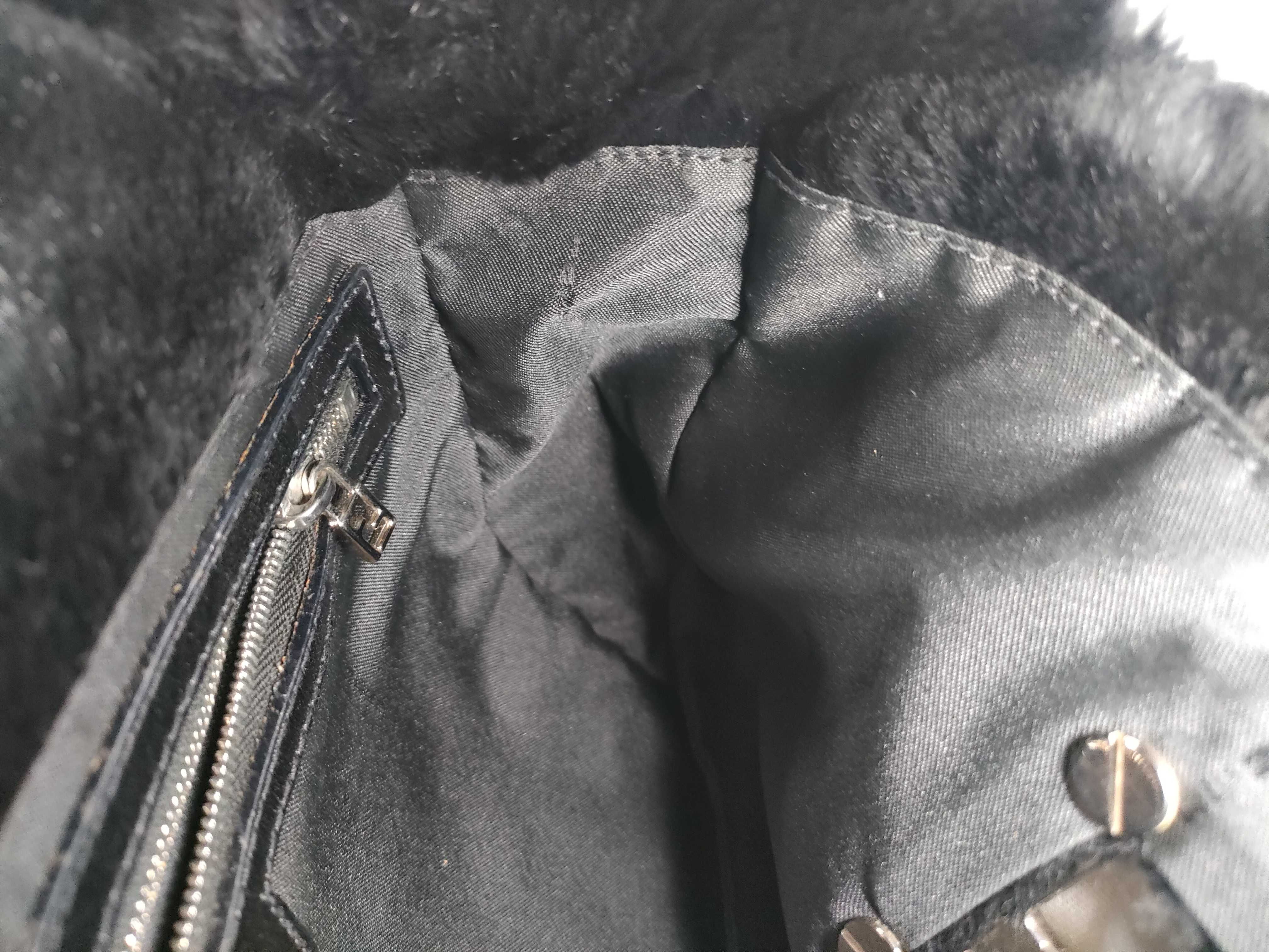Fur Tote Bag, Black Handbag — view 10