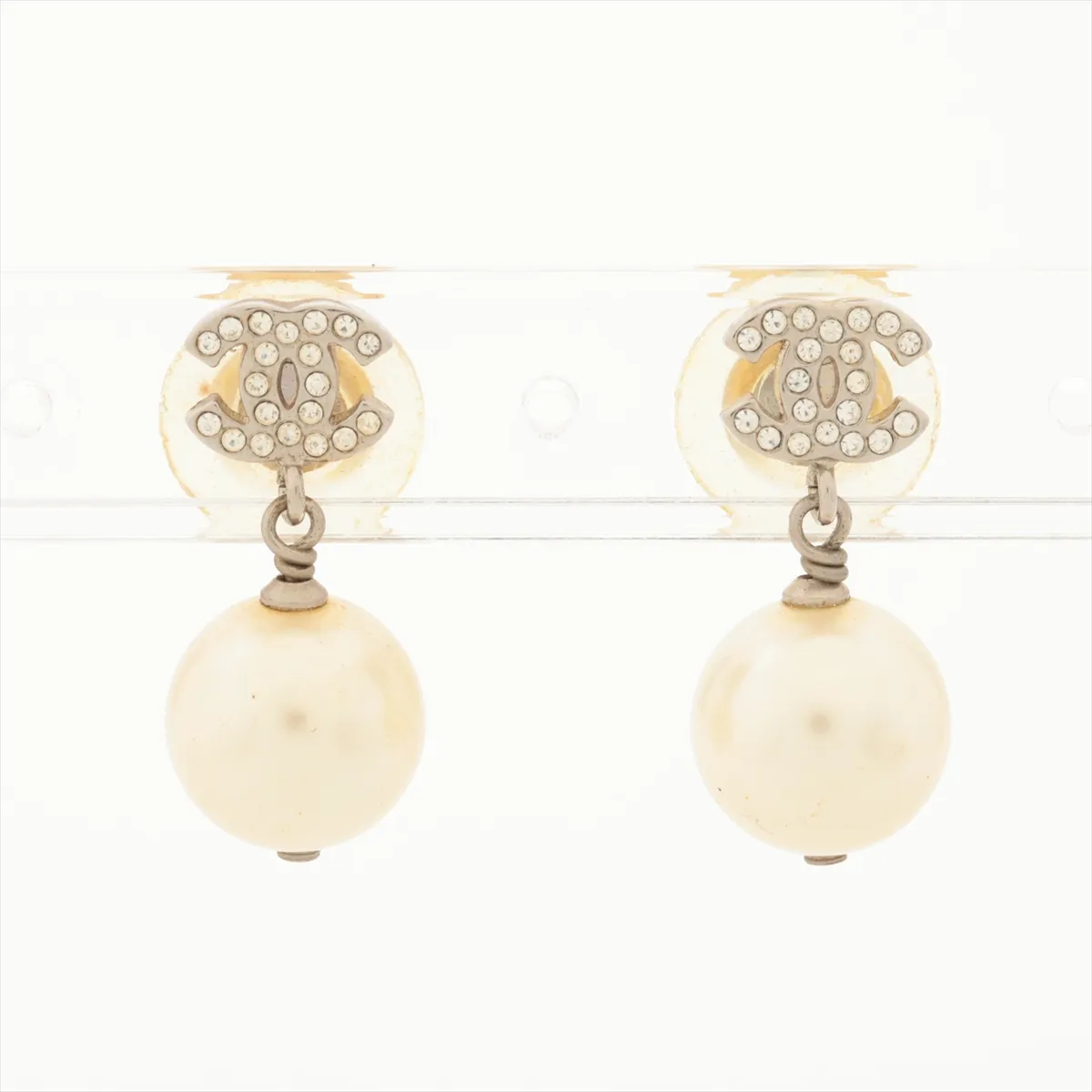 Coco Mark 07A Earrings (Pair) Metal x Rhinestone Silver