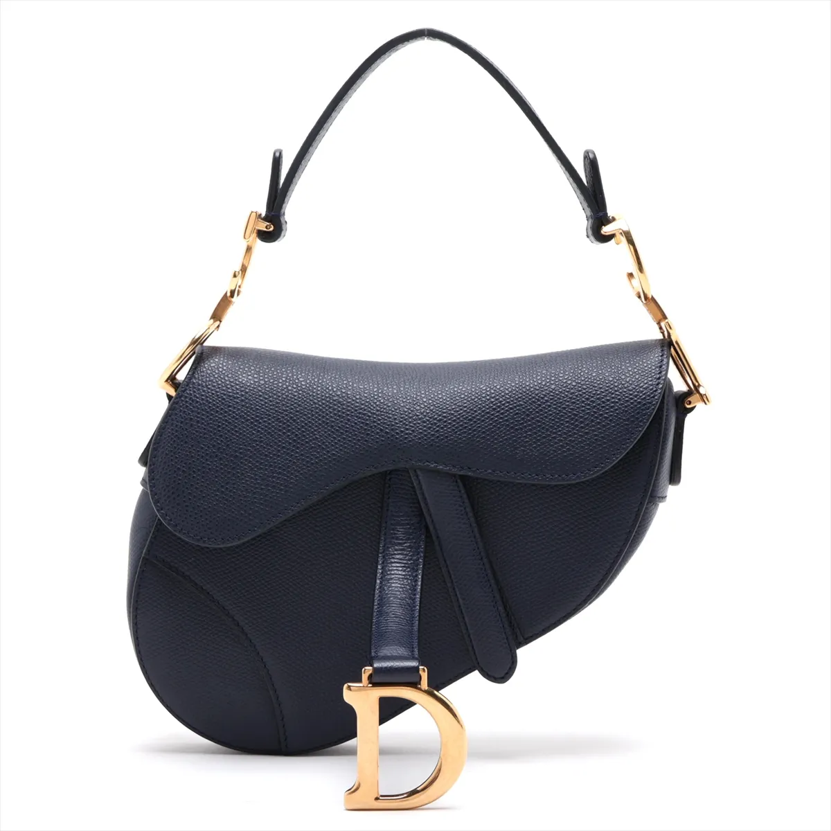 Saddle Bag Leather Shoulder Bag Navy
