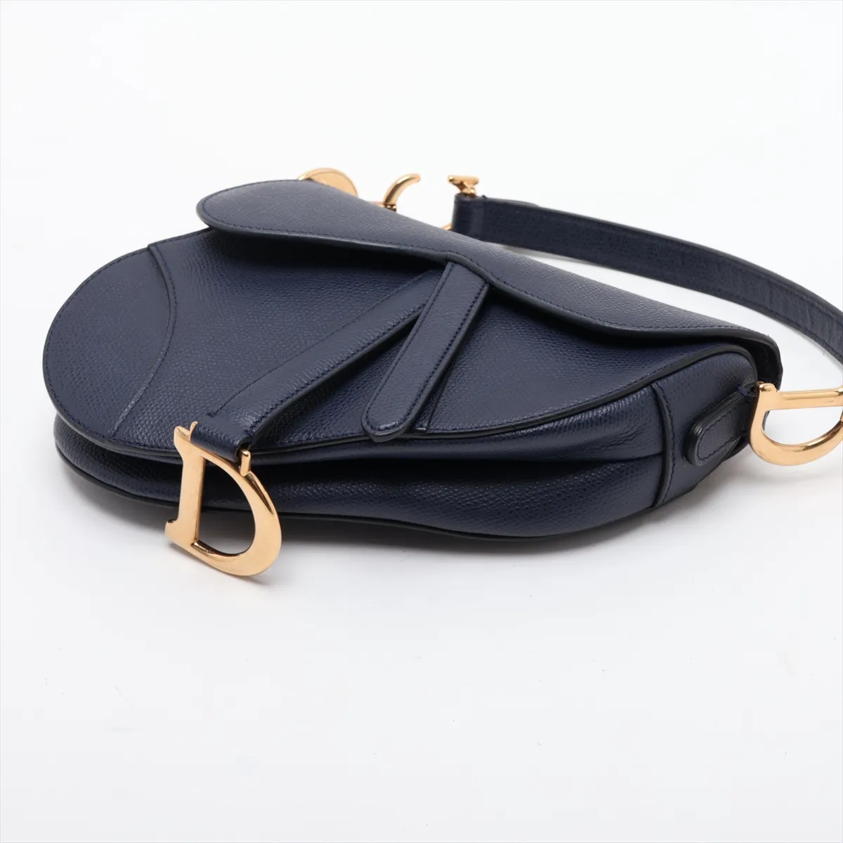 Saddle Bag Leather Shoulder Bag Navy — view 3